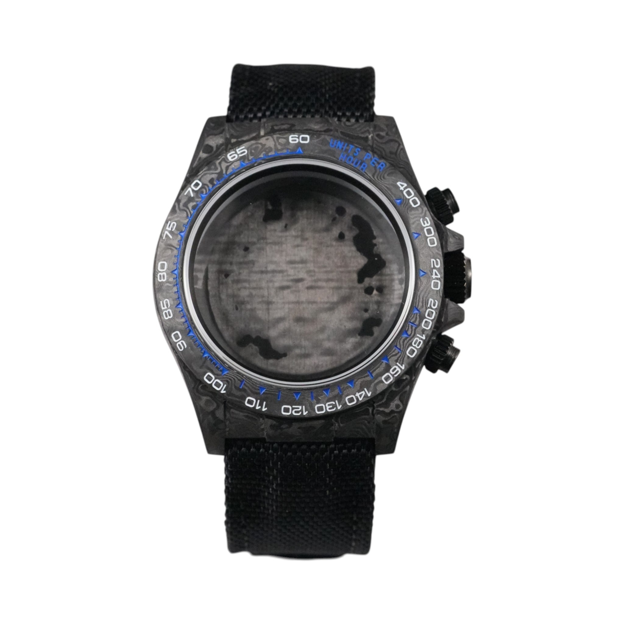 Black Carbon Fiber VK63 Case: Blue Numerals