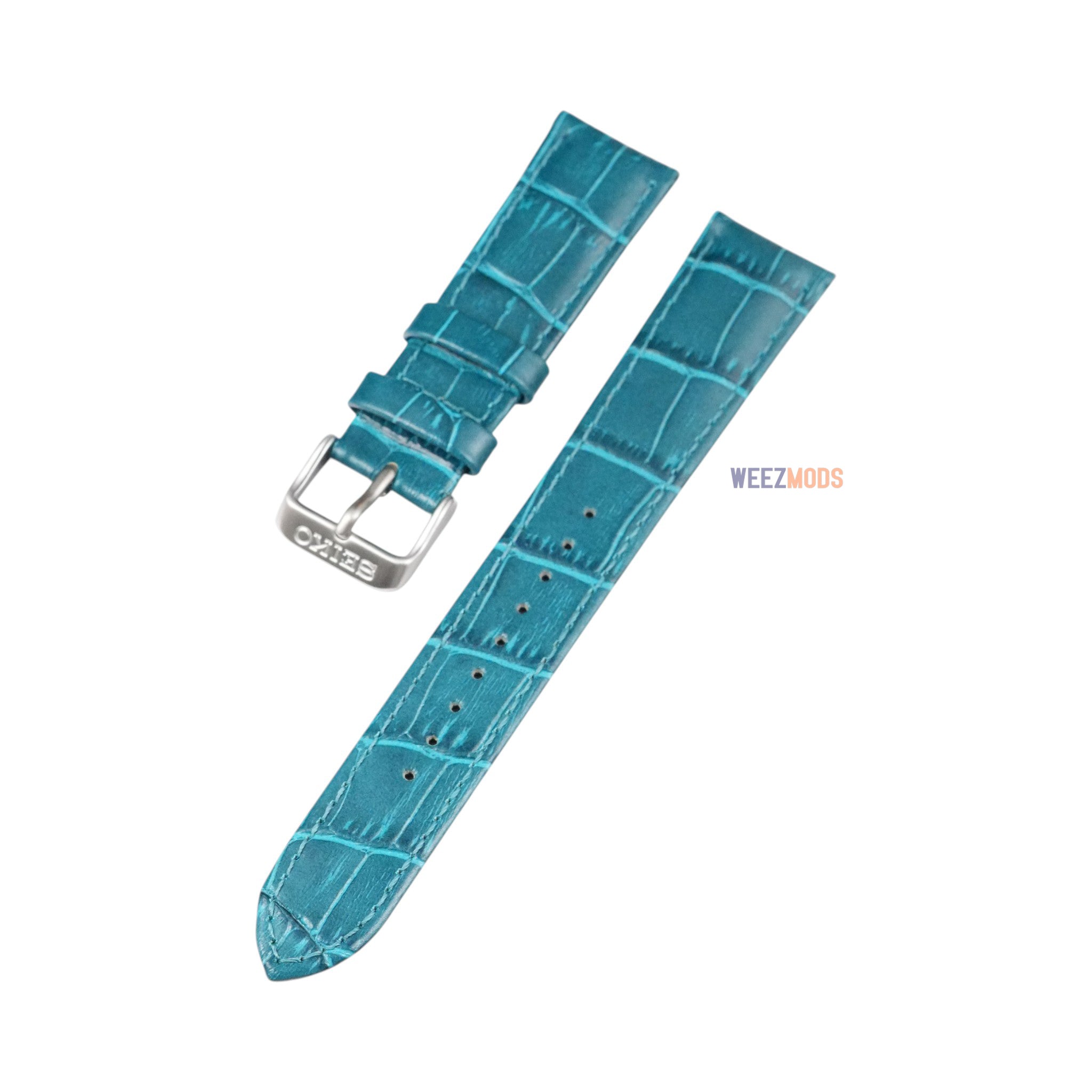 Seiko Presage: 'Cocktail' Cyan Alligator Leather Strap