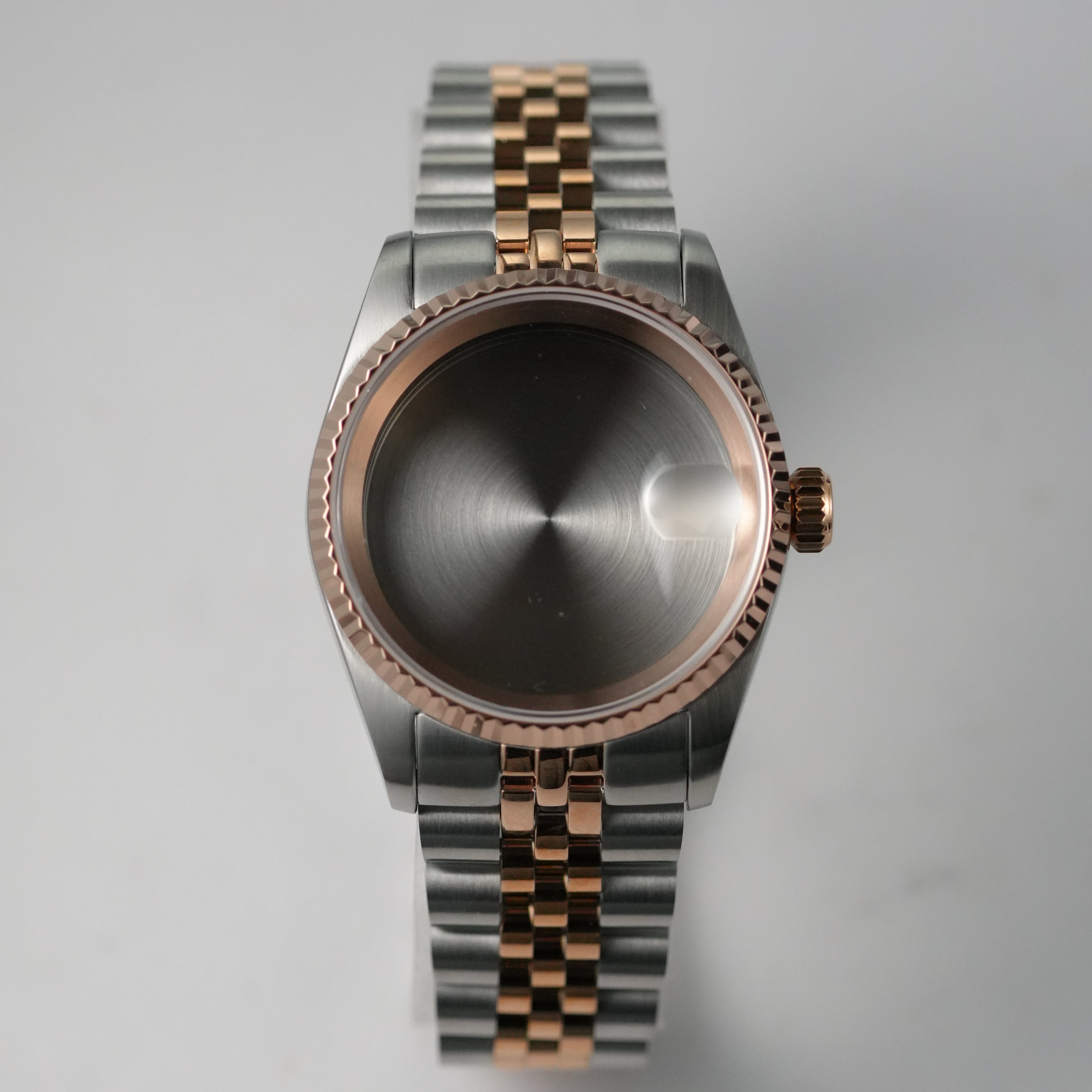 36MM Fluted TT: Brushed Rose Gold Case with Cyclops & Jubilee Bracelet