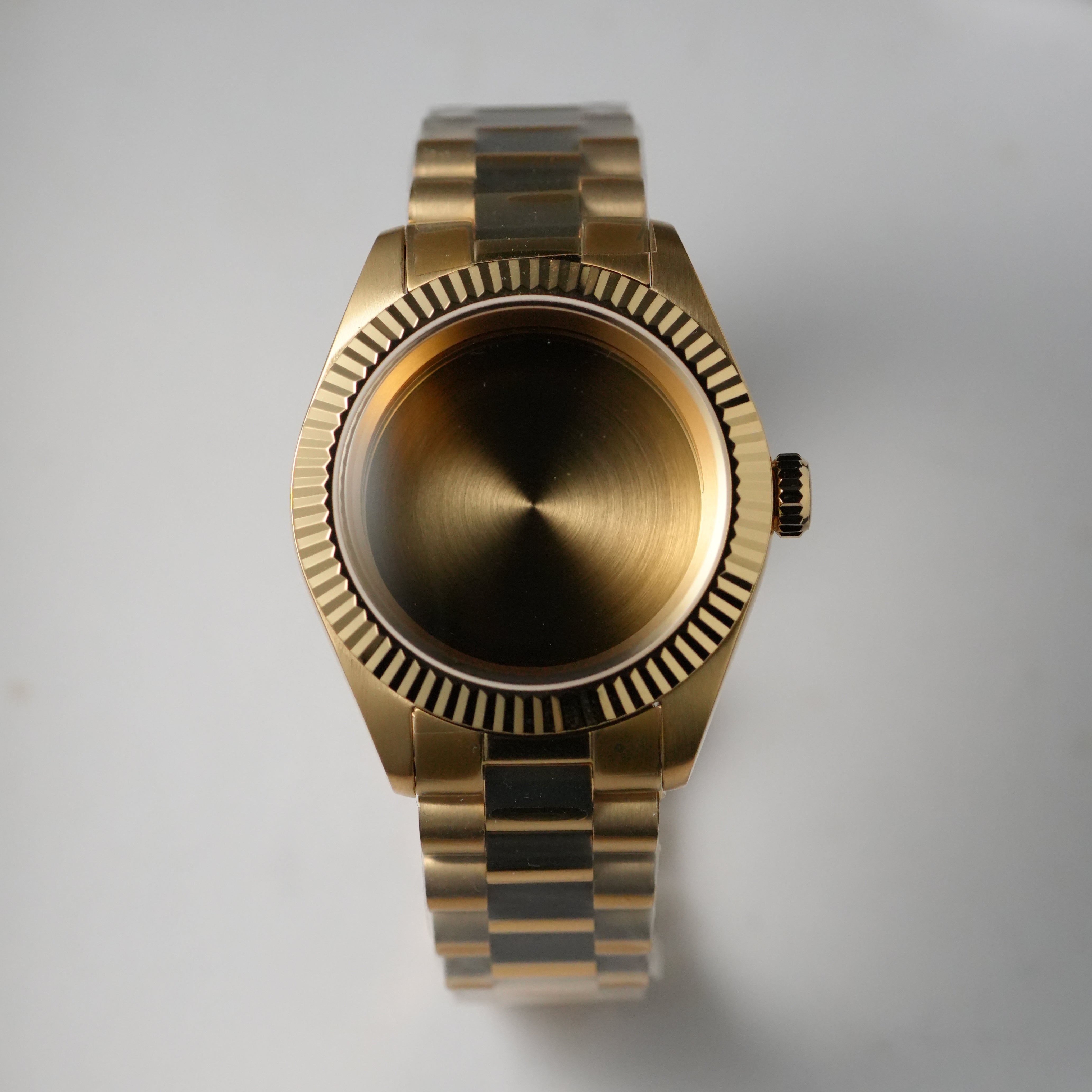 40MM Fluted: Brushed Gold Case with Dome & Presidential Bracelet