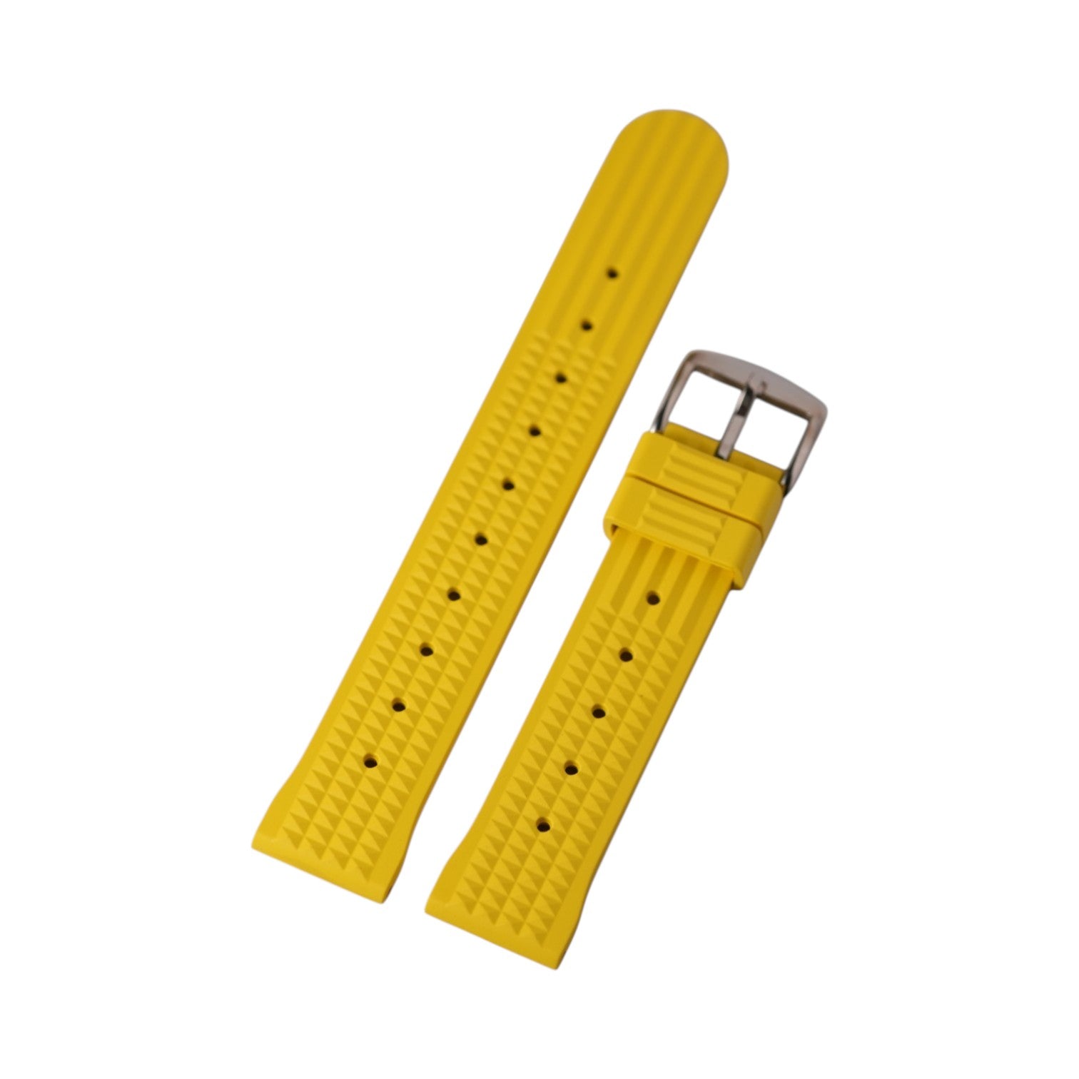 Yellow Waffle: FKM Rubber Strap w/ Silver Buckle