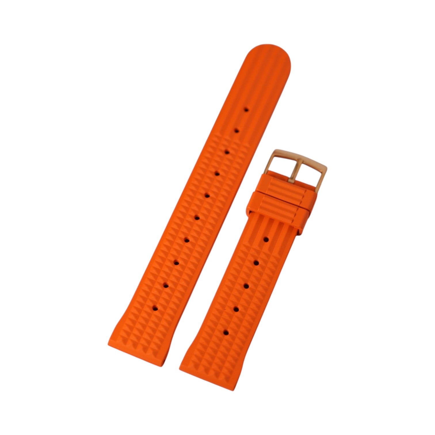 Orange Waffle: FKM Rubber Strap w/ Silver Buckle