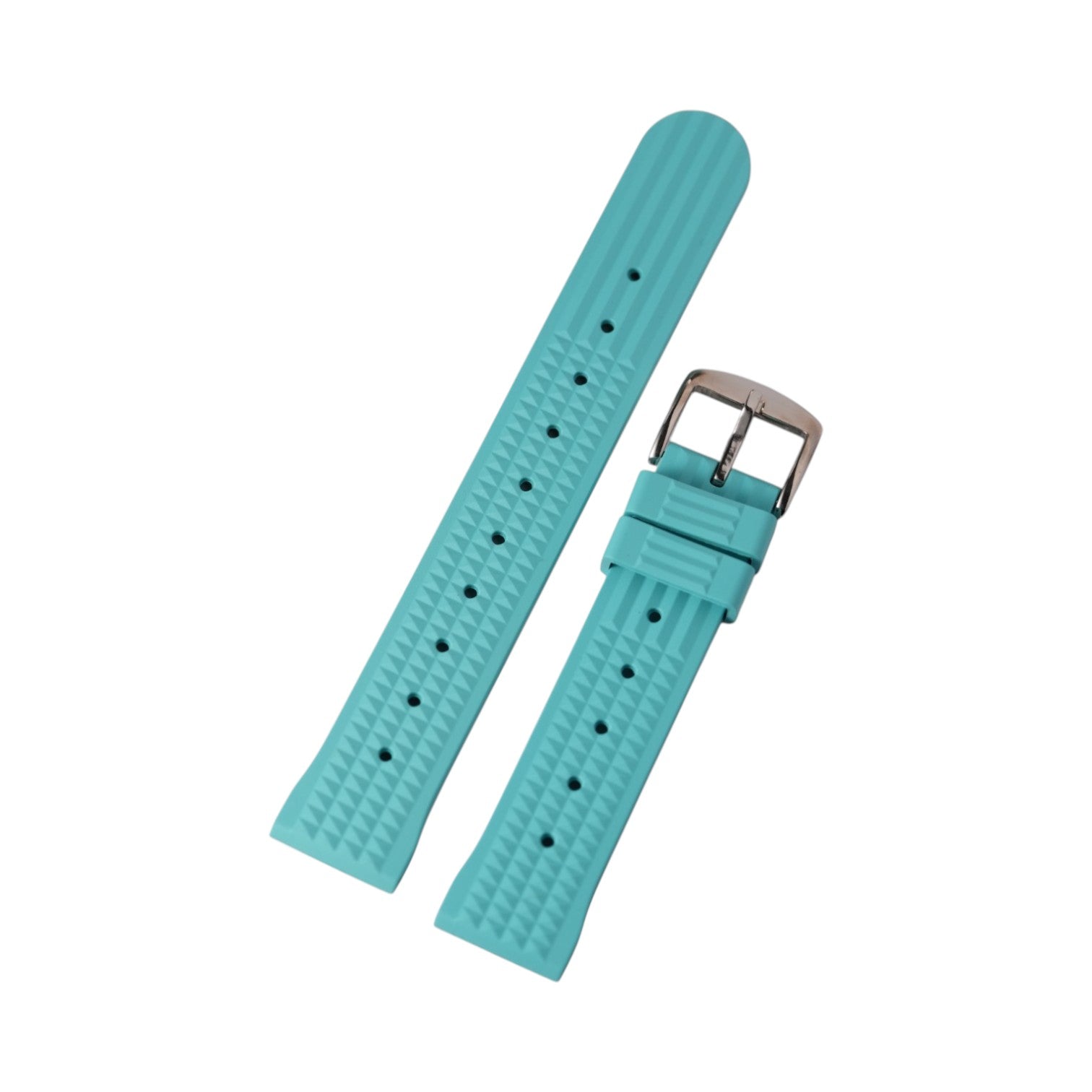 Turquoise Waffle: FKM Rubber Strap w/ Silver Buckle