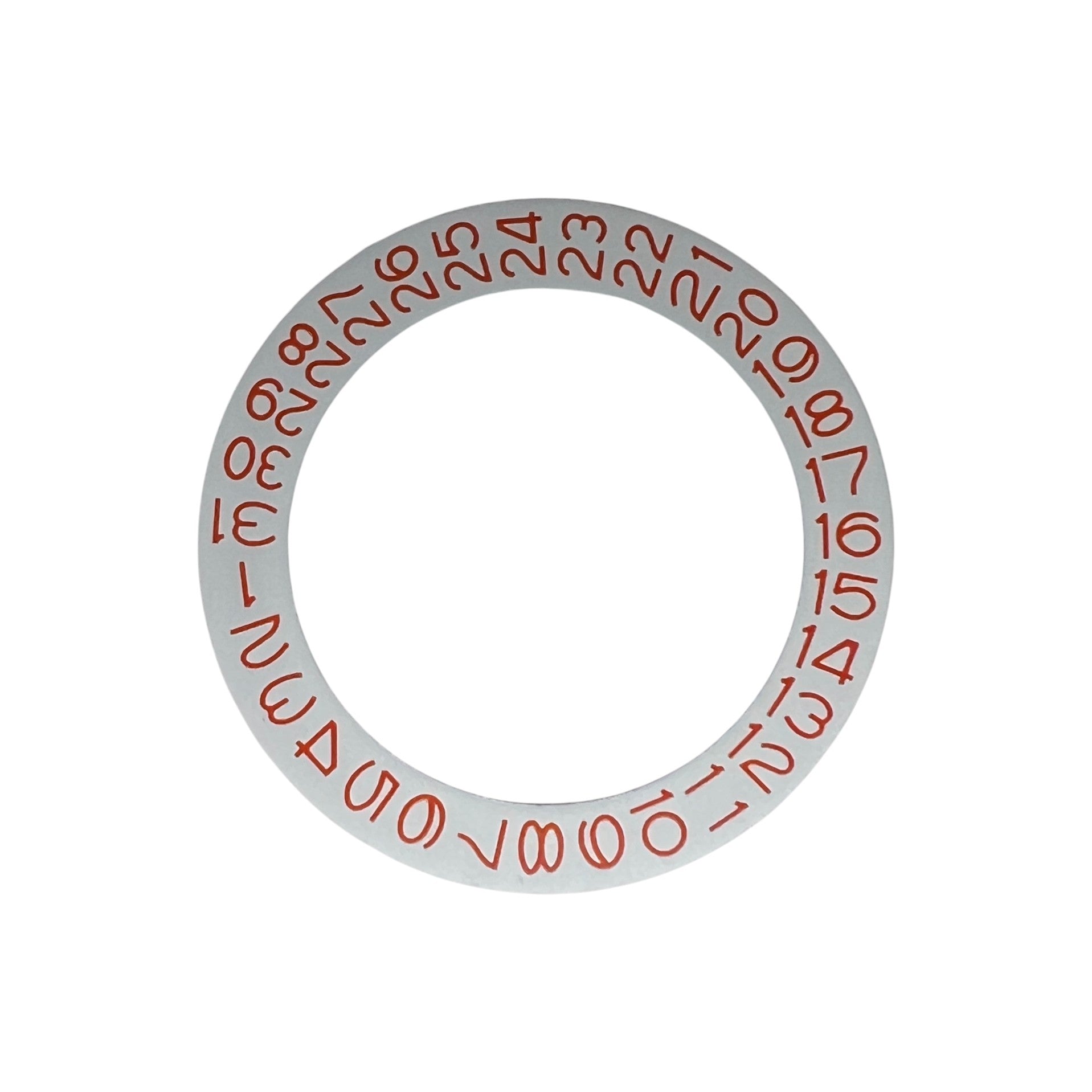 White Date Wheel: Orange Numerals