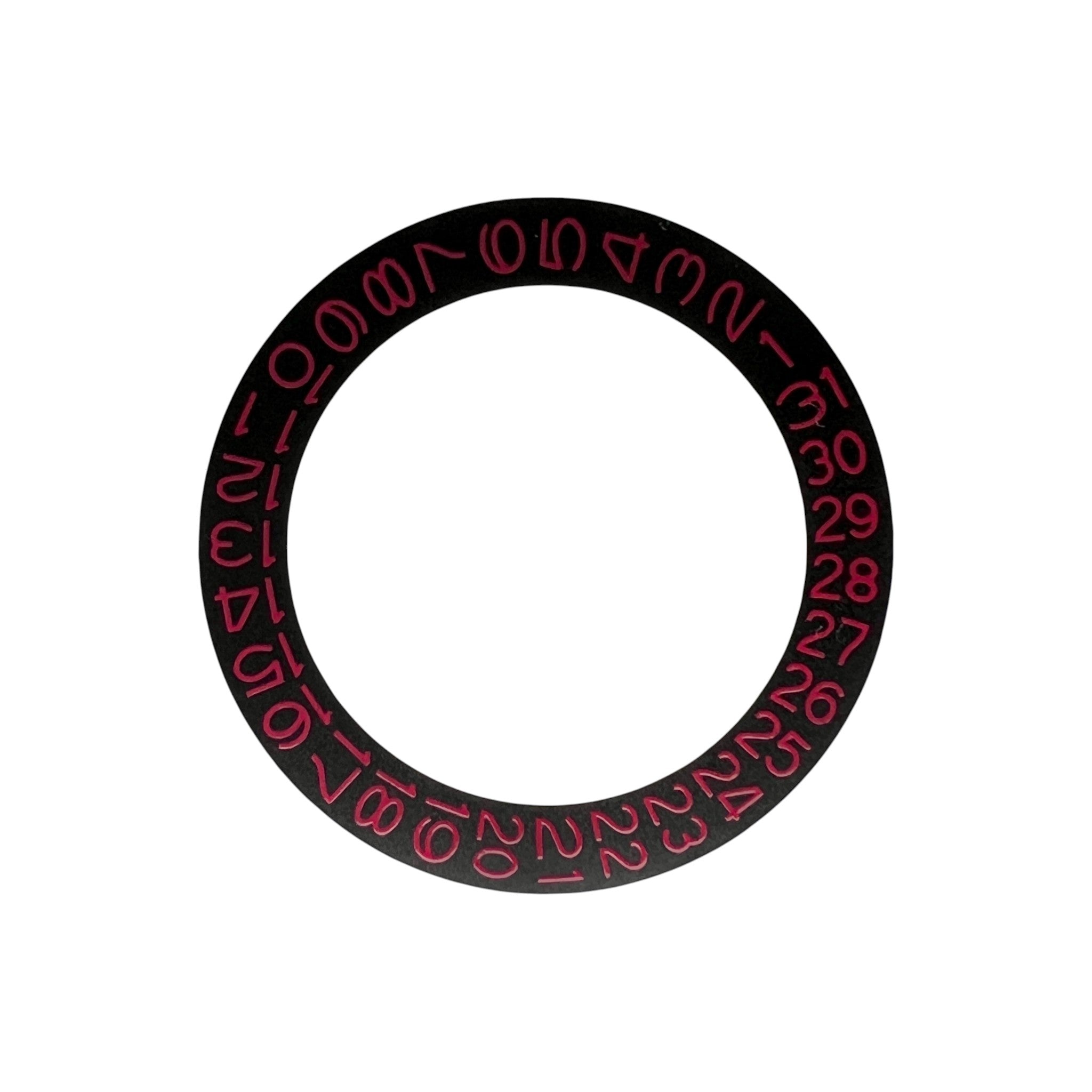 Black Date Wheel: Red Numerals