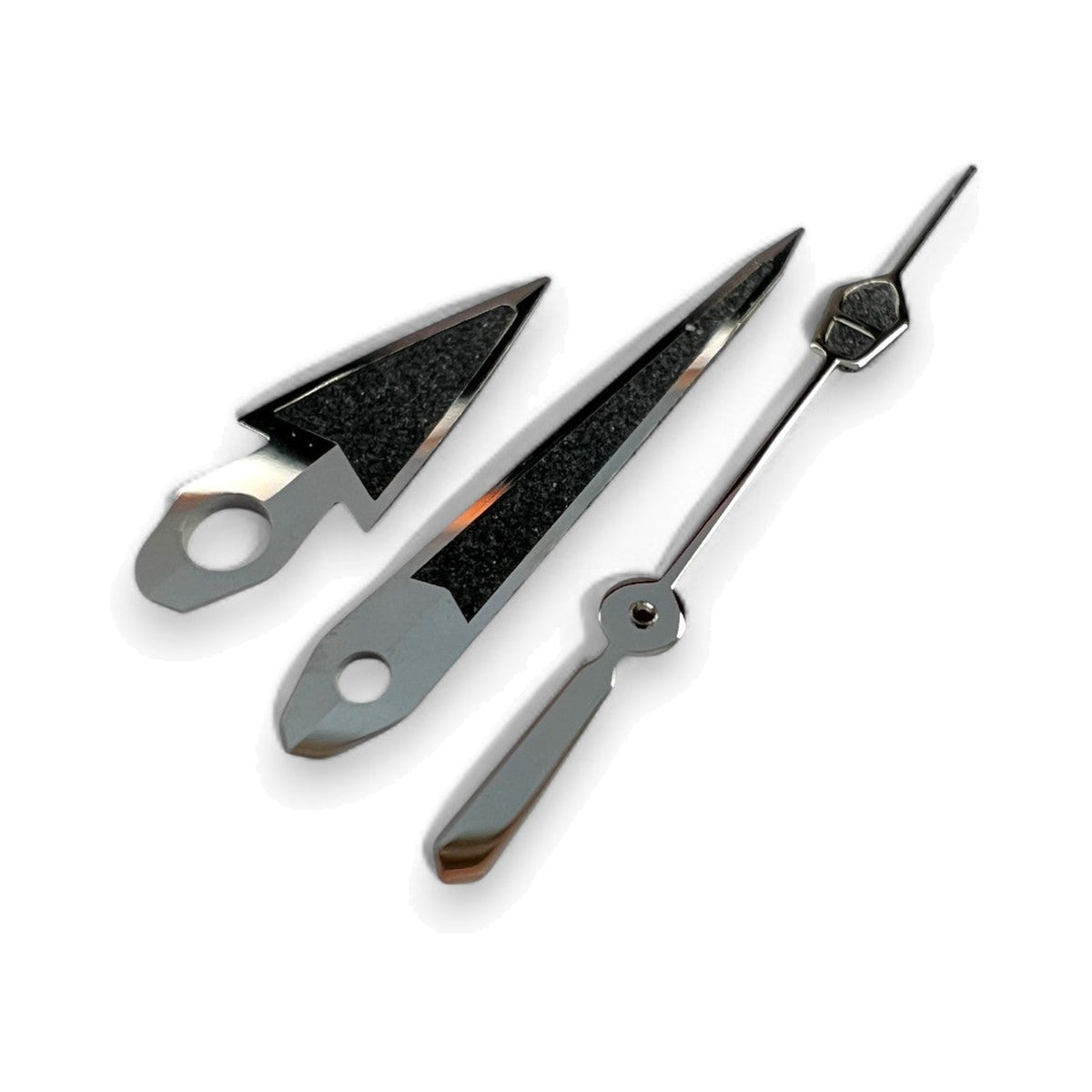 Kunai Black: Polished Silver Hands
