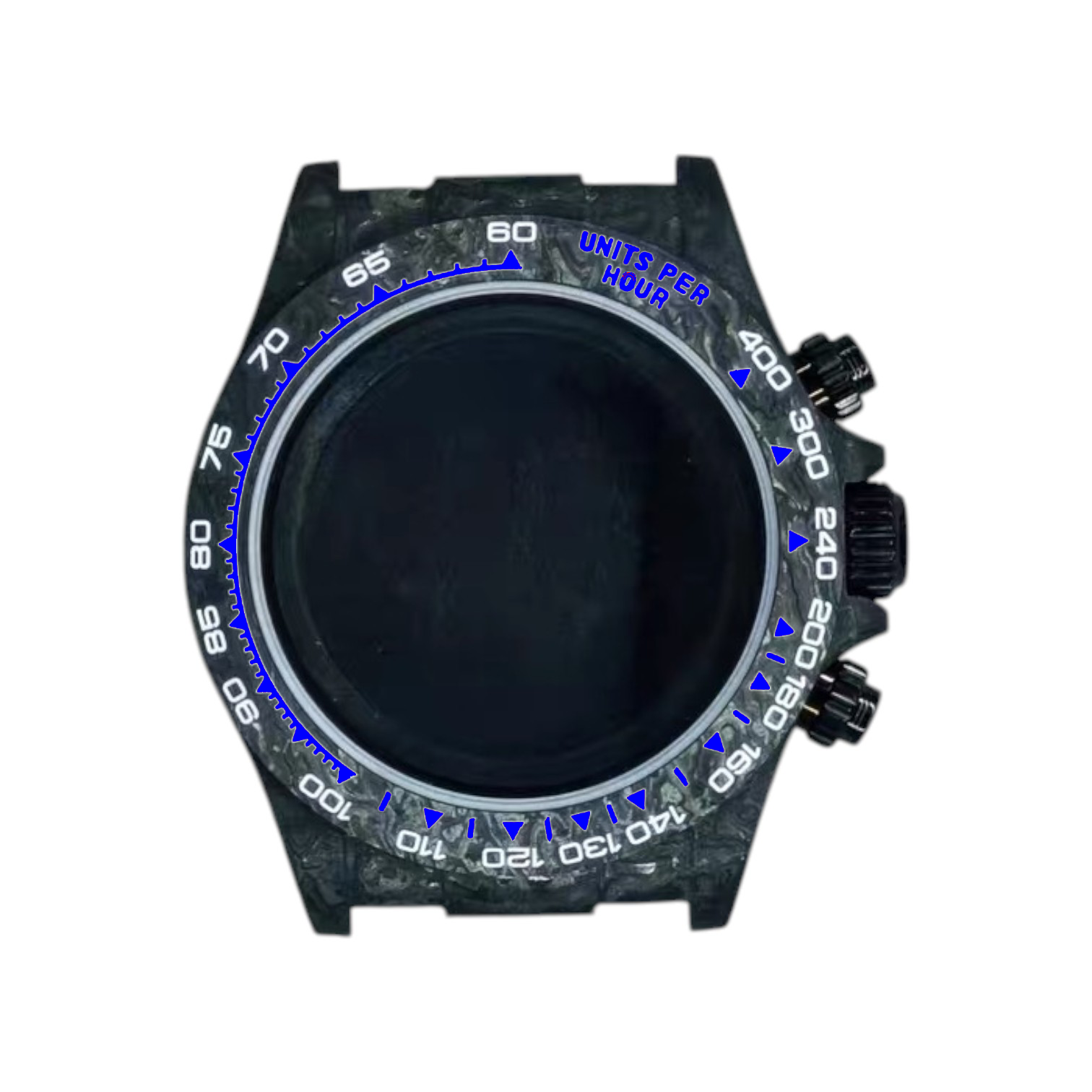 Black Carbon Fiber VK63 Case: Blue Numerals