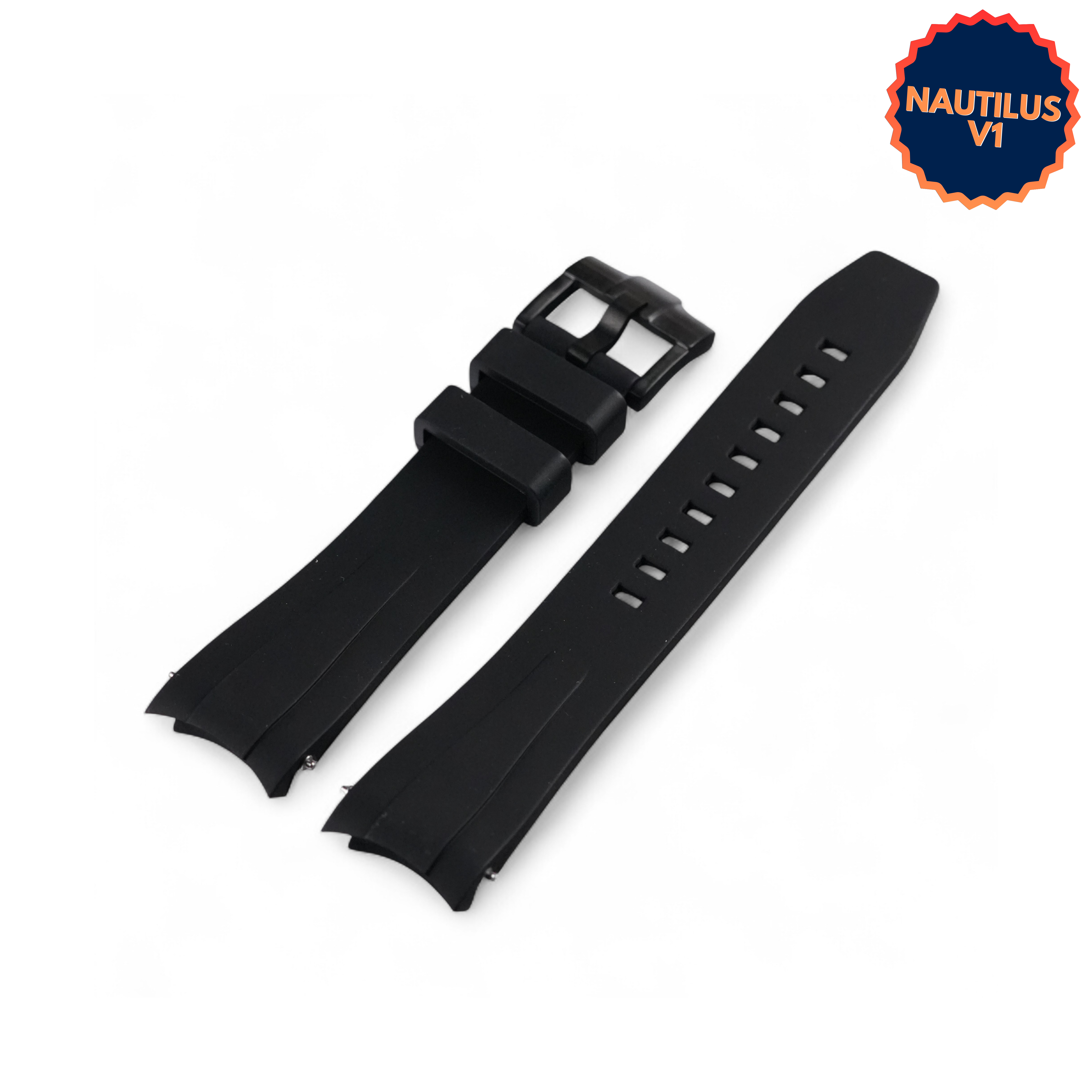 SKX FKM Nautilus V1: Black Rubber Strap with Black Buckle