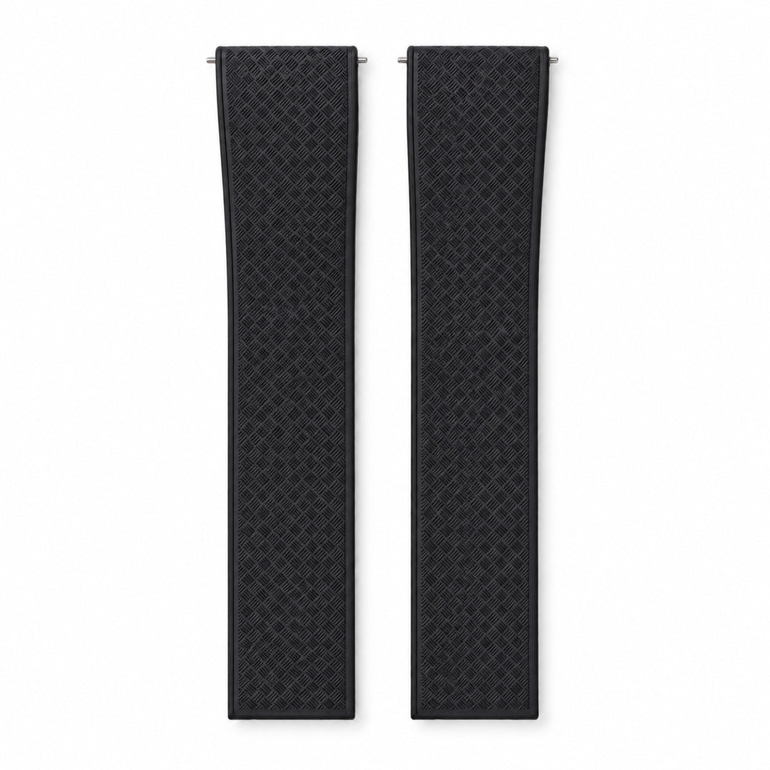Black Weaved: CTS Rubber Strap — front view of both strap halves