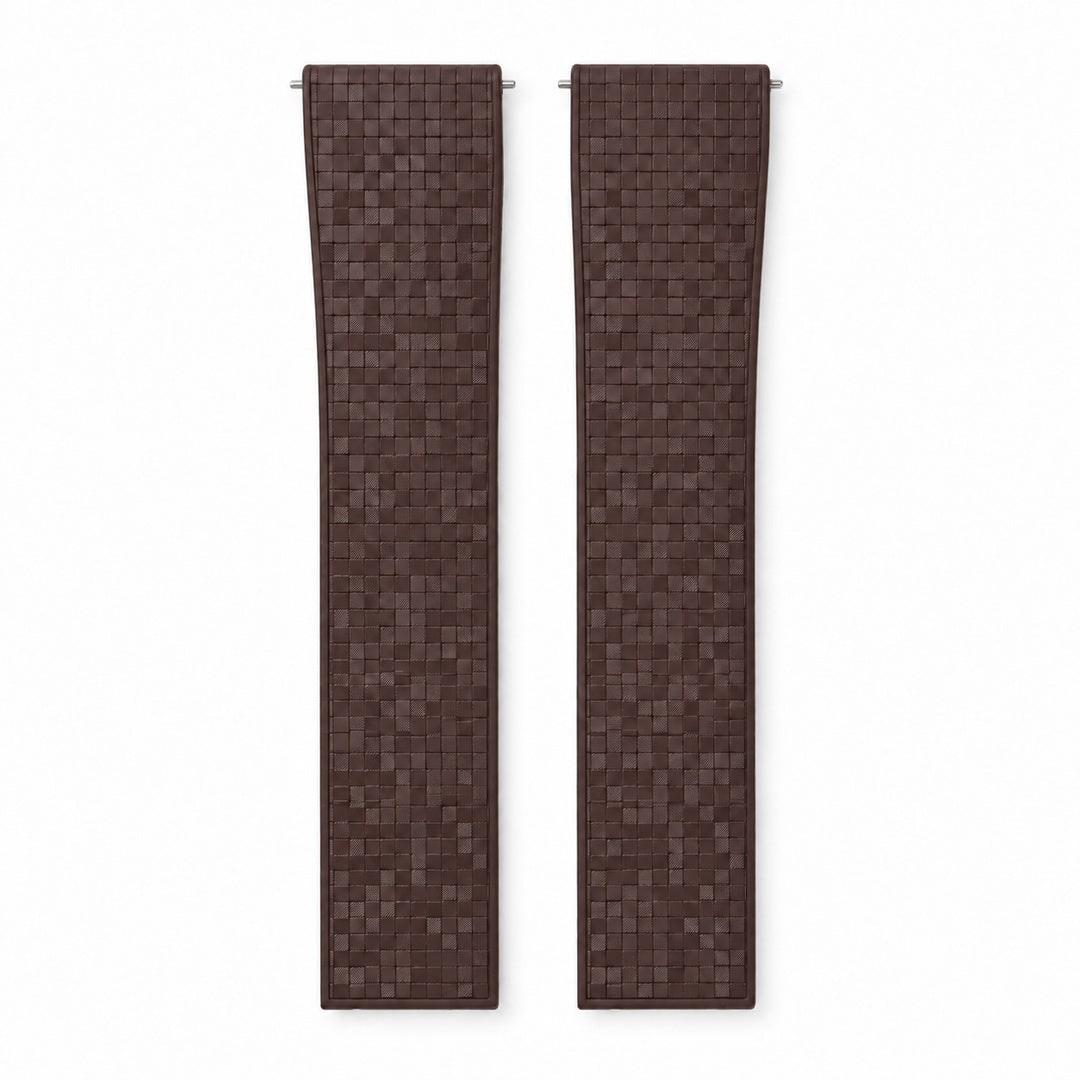 Brown Mosaic: CTS Rubber Strap — front view of both strap halves