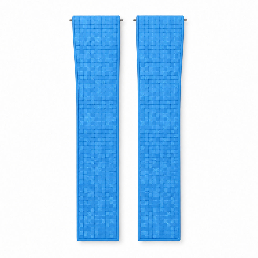 Sky Blue Mosaic: CTS Rubber Strap — front view of both strap halves