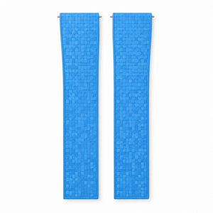 Sky Blue Mosaic: CTS Rubber Strap — front view of both strap halves