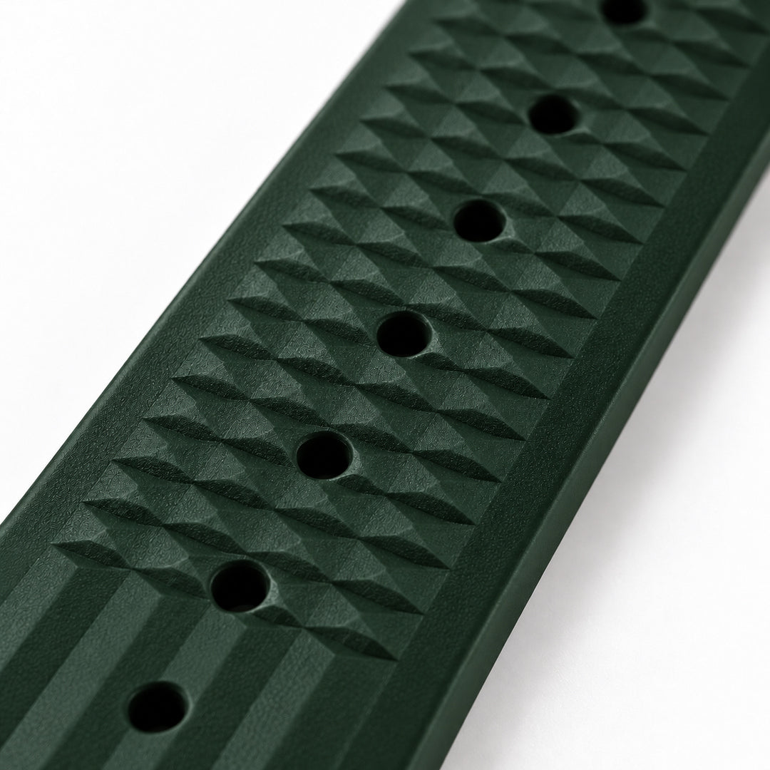 Forest Green Waffle: FKM Rubber Strap — texture studio photo