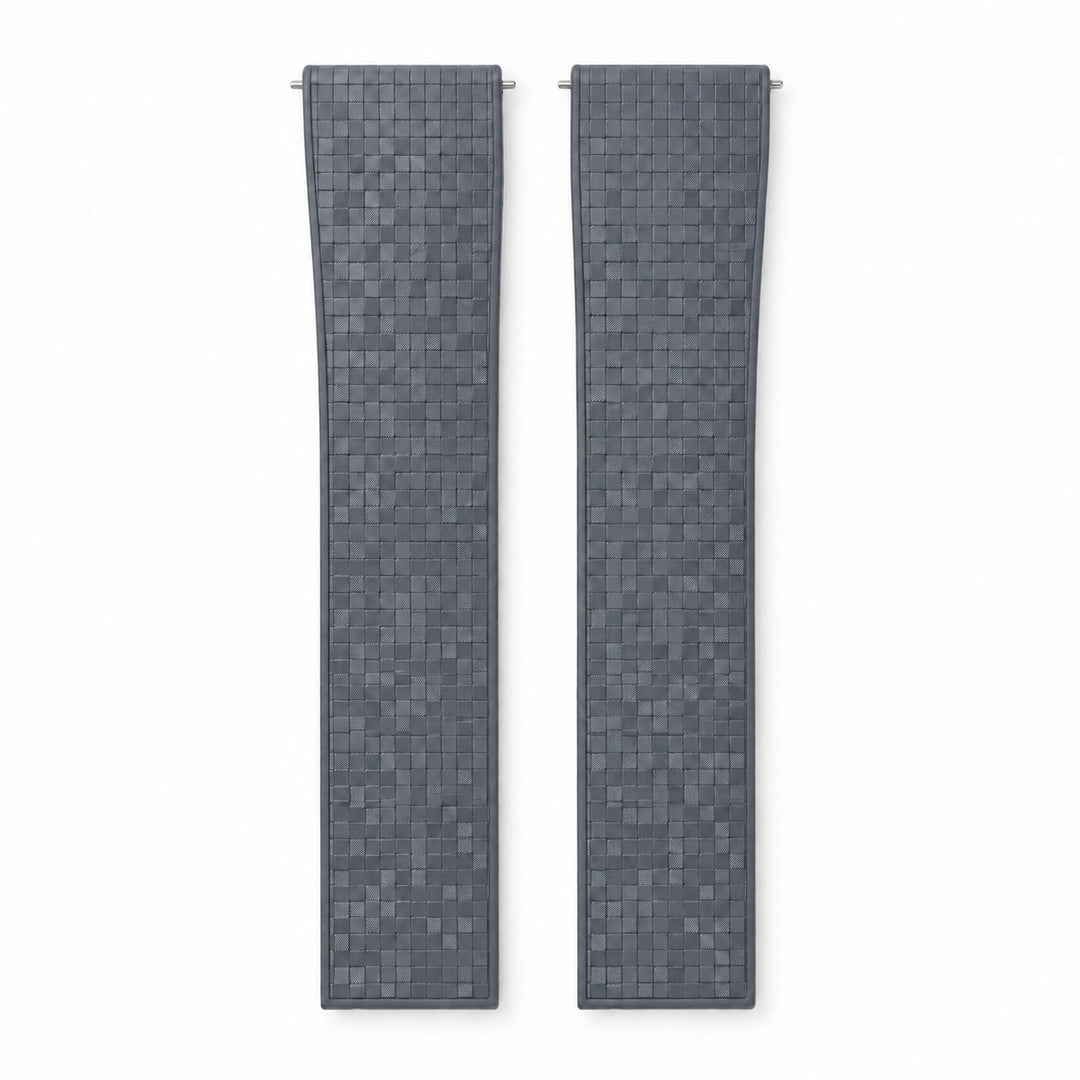Gray Mosaic: CTS Rubber Strap — front view of both strap halves