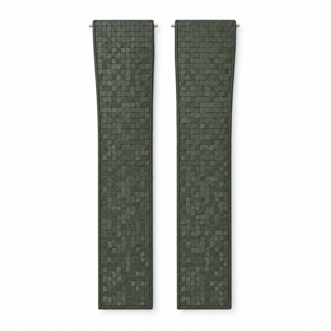 Green Mosaic: CTS Rubber Strap — front view of both strap halves