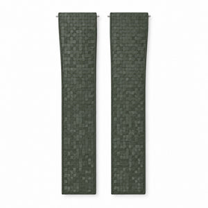 Green Mosaic: CTS Rubber Strap — front view of both strap halves