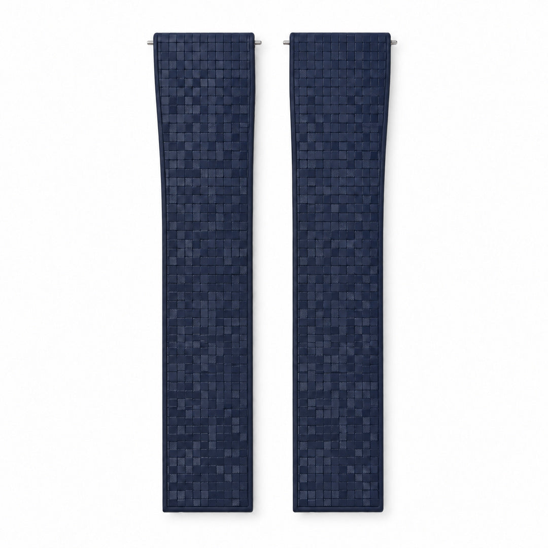 Navy Blue Mosaic: CTS Rubber Strap — front view of both strap halves