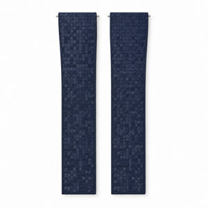 Navy Blue Mosaic: CTS Rubber Strap — front view of both strap halves