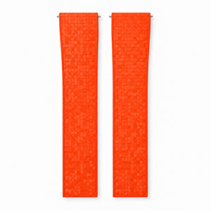 Orange Mosaic: CTS Rubber Strap — front view of both strap halves
