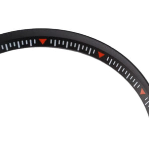 SKX007/SRPD Short Triangle: Black with Orange Markers — macro detail, close-up crop of the original product photograph