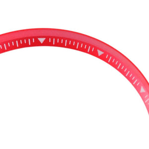 SKX007/SRPD Short Triangle: Red with White Markers — macro detail, close-up crop of the original product photograph
