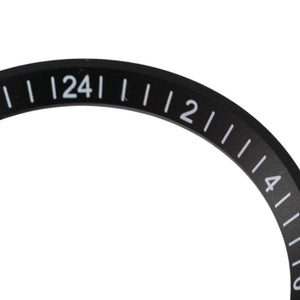 SRPE Chapter Ring GMT: Black with White Numerals โ macro detail, close-up crop of the original product photograph