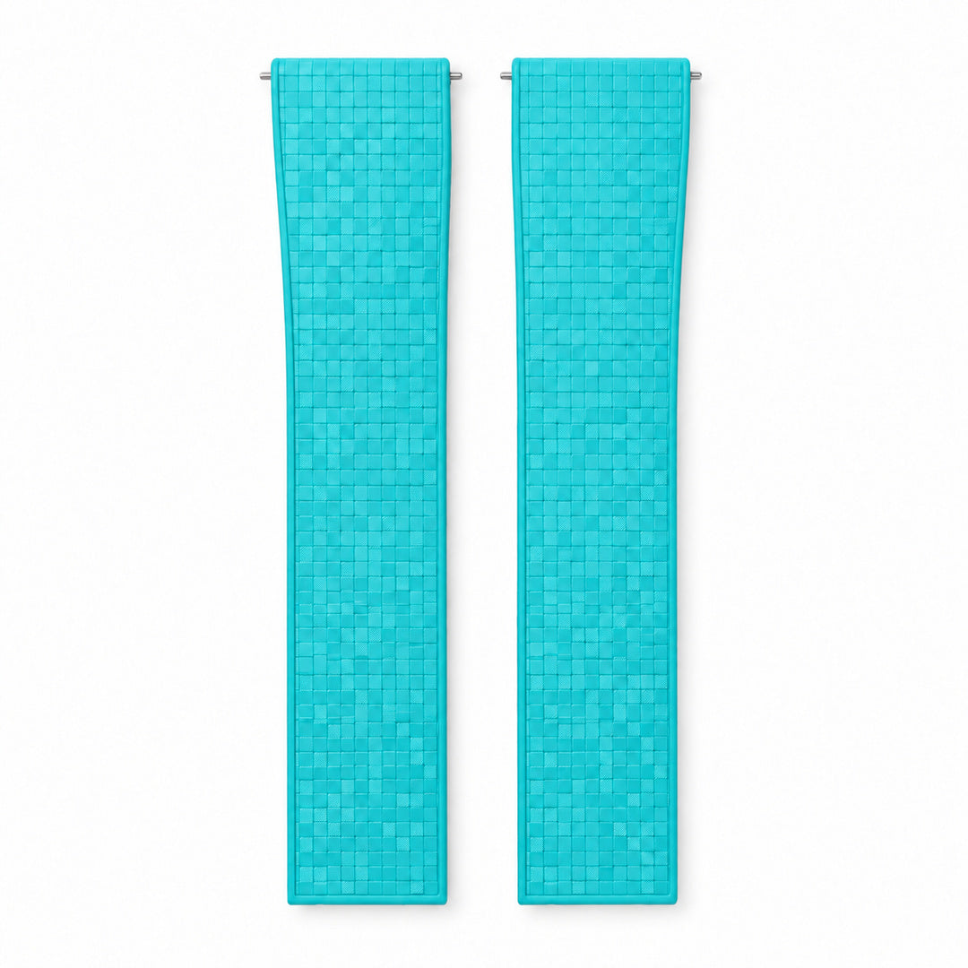 Turquoise Mosaic: CTS Rubber Strap — front view of both strap halves