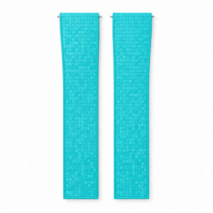 Turquoise Mosaic: CTS Rubber Strap — front view of both strap halves