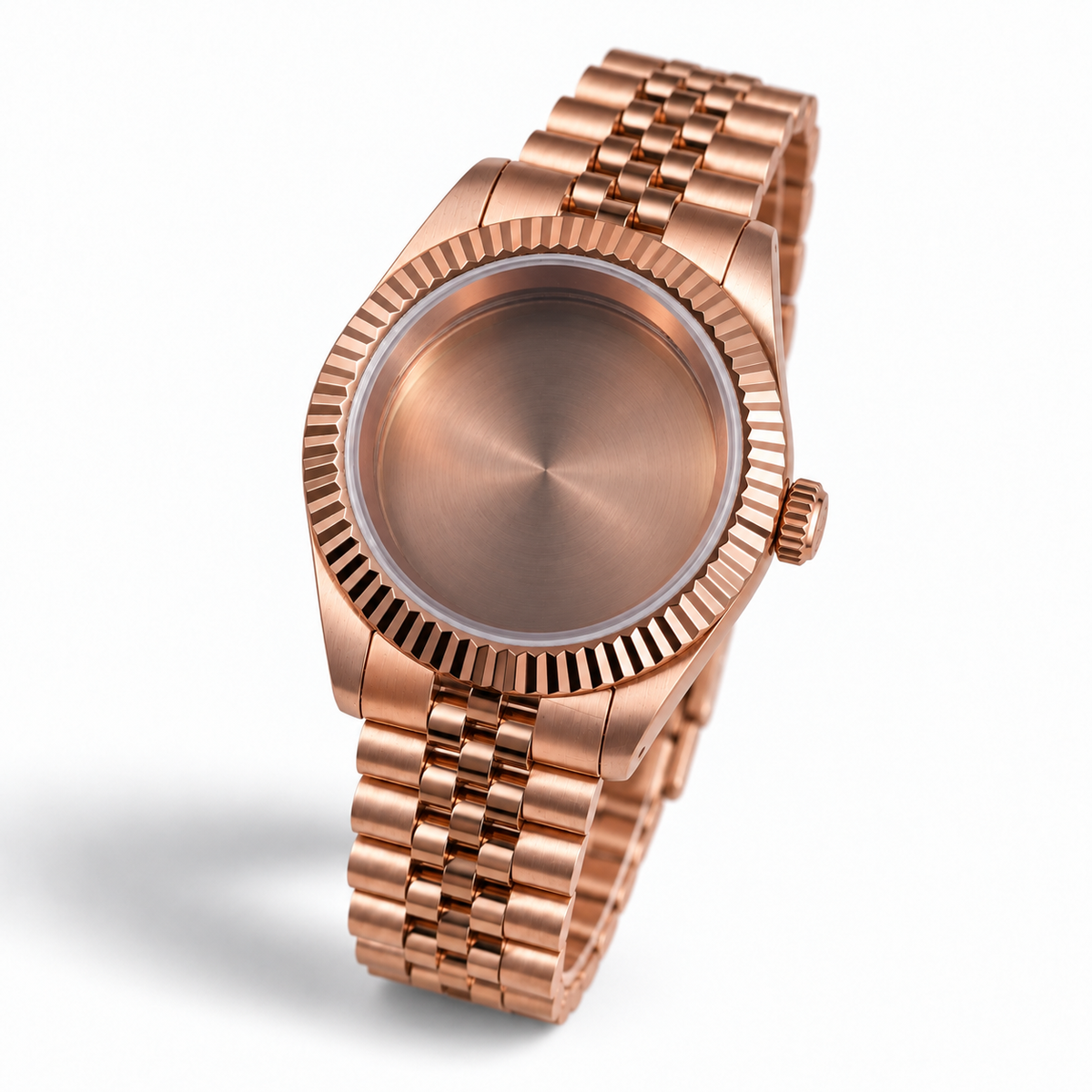 40MM Fluted: Brushed Rose Gold Case with Jubilee Bracelet