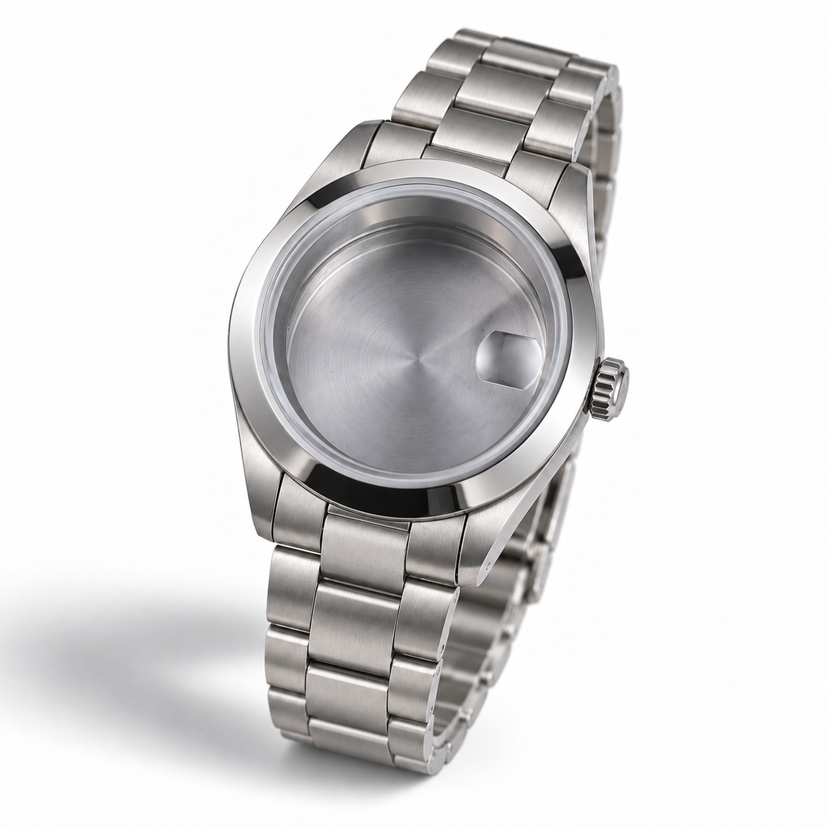 40MM Pilot: Brushed Silver Case with Cyclops & Oyster Bracelet — brushed Oyster links and female endlinks