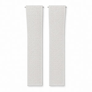 White Weaved: CTS Rubber Strap — front view of both strap halves