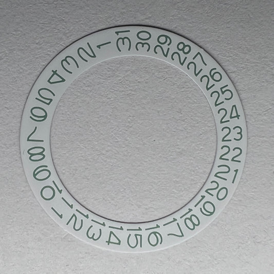 White Date Wheel: Olive Green Numerals
