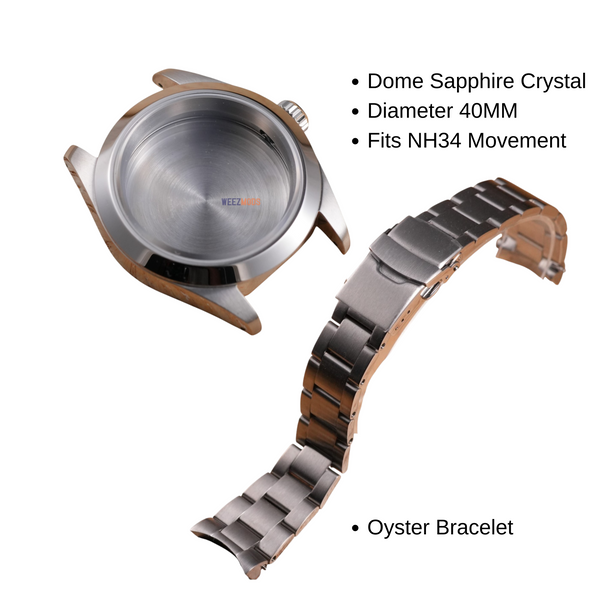 40MM Pilot: Brushed Silver Case with Dome & Oyster Bracelet