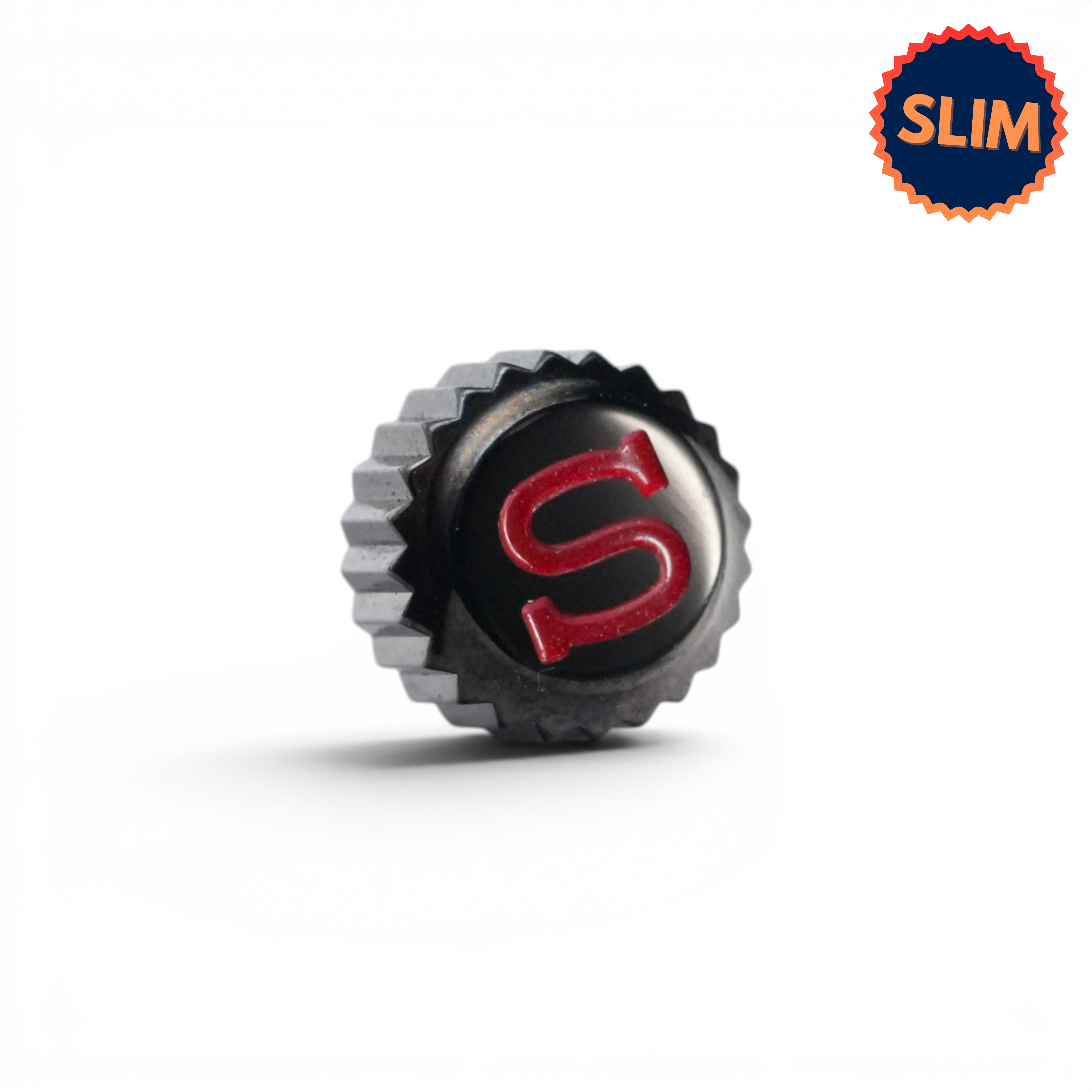 SKX007 Silm Crown: Polished Black with Red S