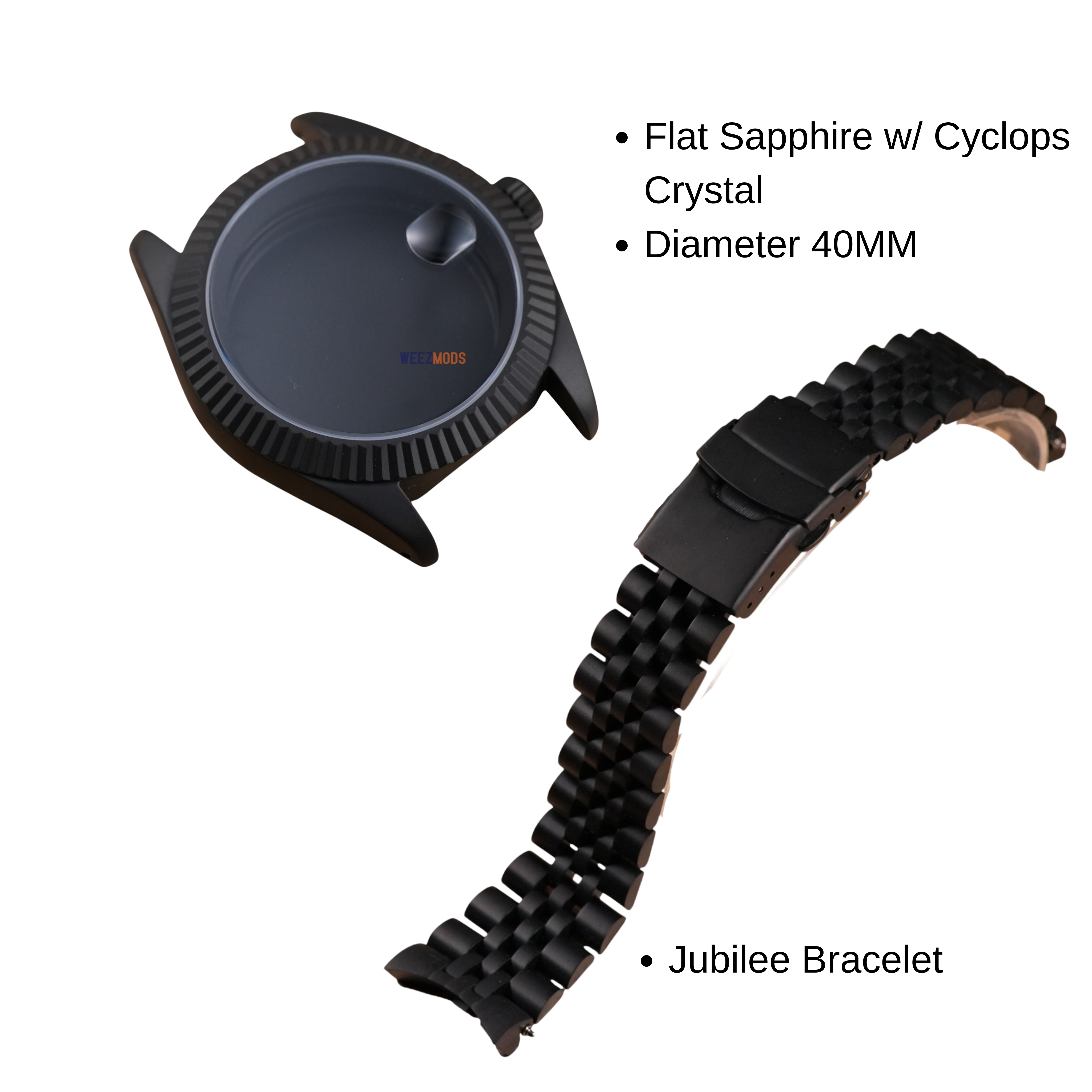 40MM Fluted: Matte Black Case with Cyclops & Jubilee Bracelet