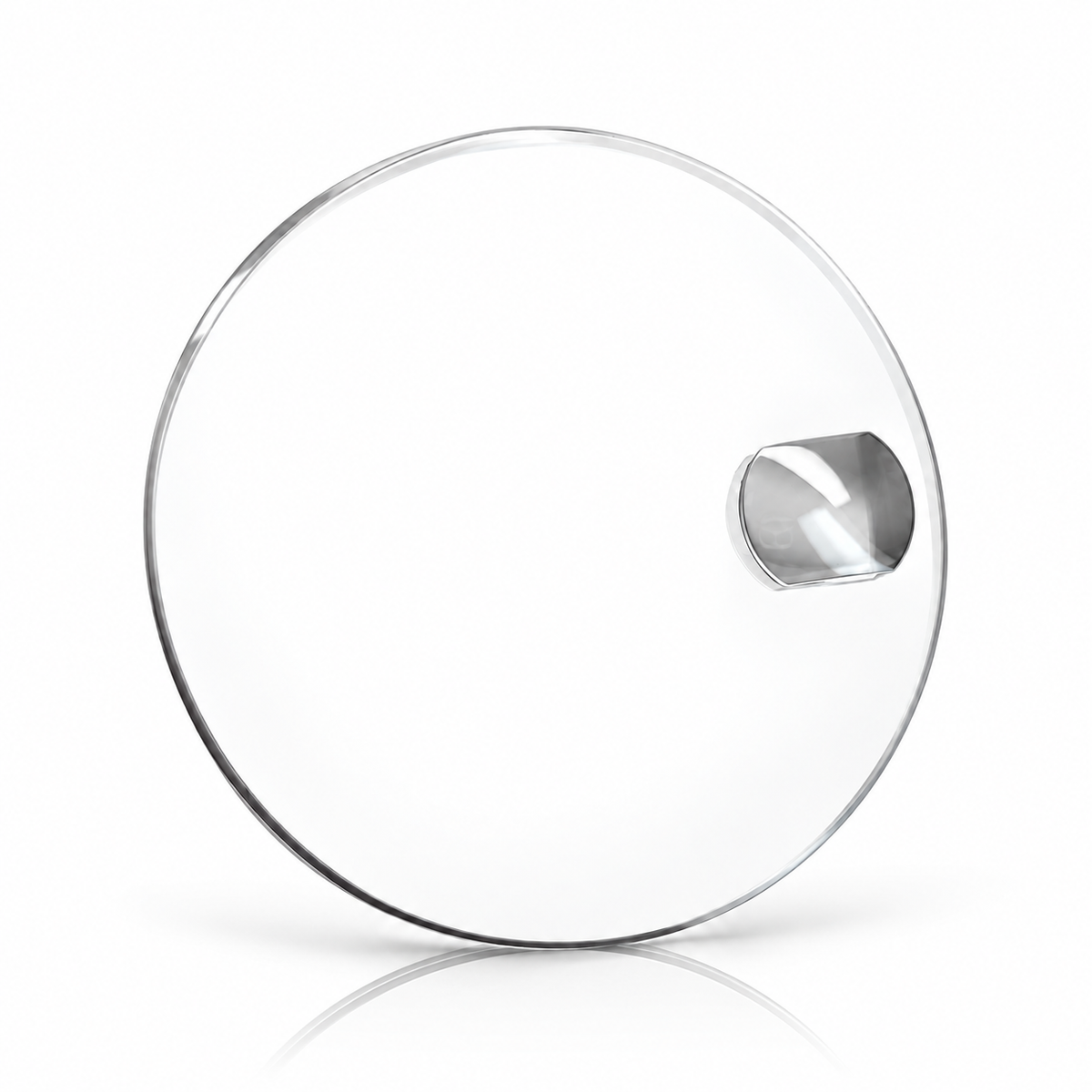 36/40MM: Flat Sapphire Crystal with Cyclops — white background with subtle floor reflection