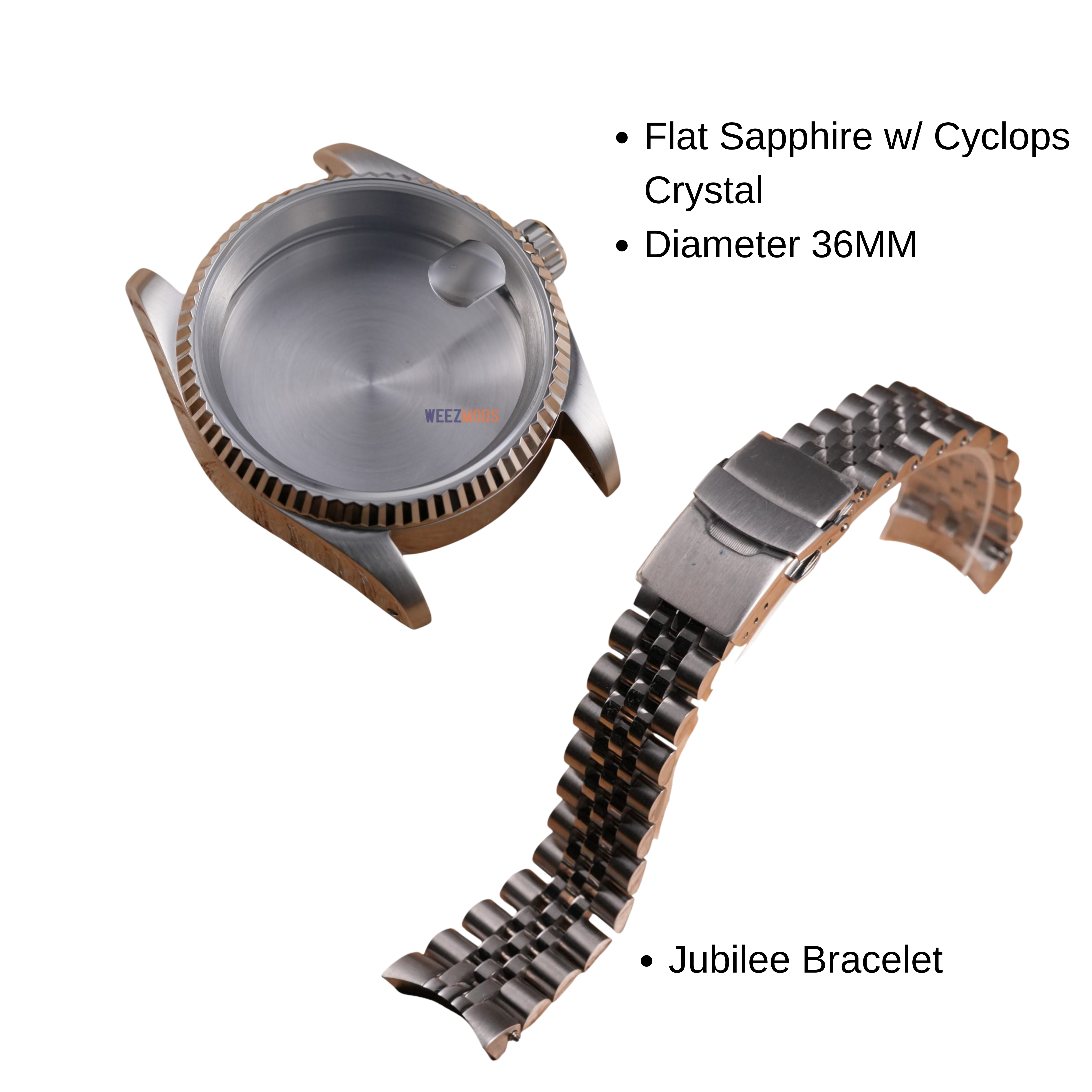 36MM Fluted: Brushed Silver Case with Cyclops & Jubilee Bracelet