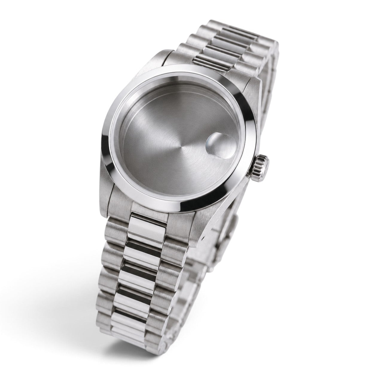 36MM Pilot: Brushed Silver Case with Cyclops & Presidential Bracelet