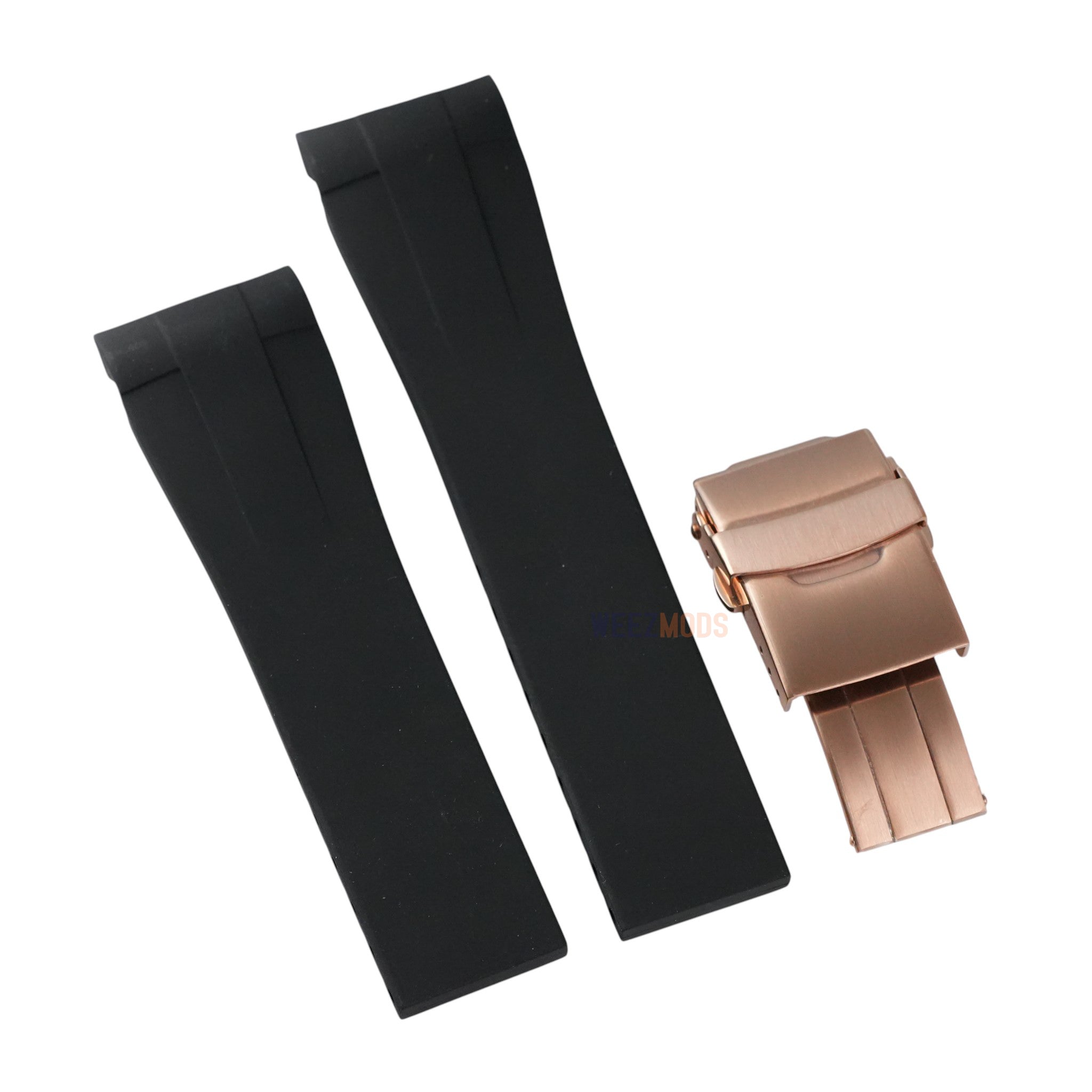 SKX007/SRPD FKM: Black Rubber Strap with Rose Gold Clasp