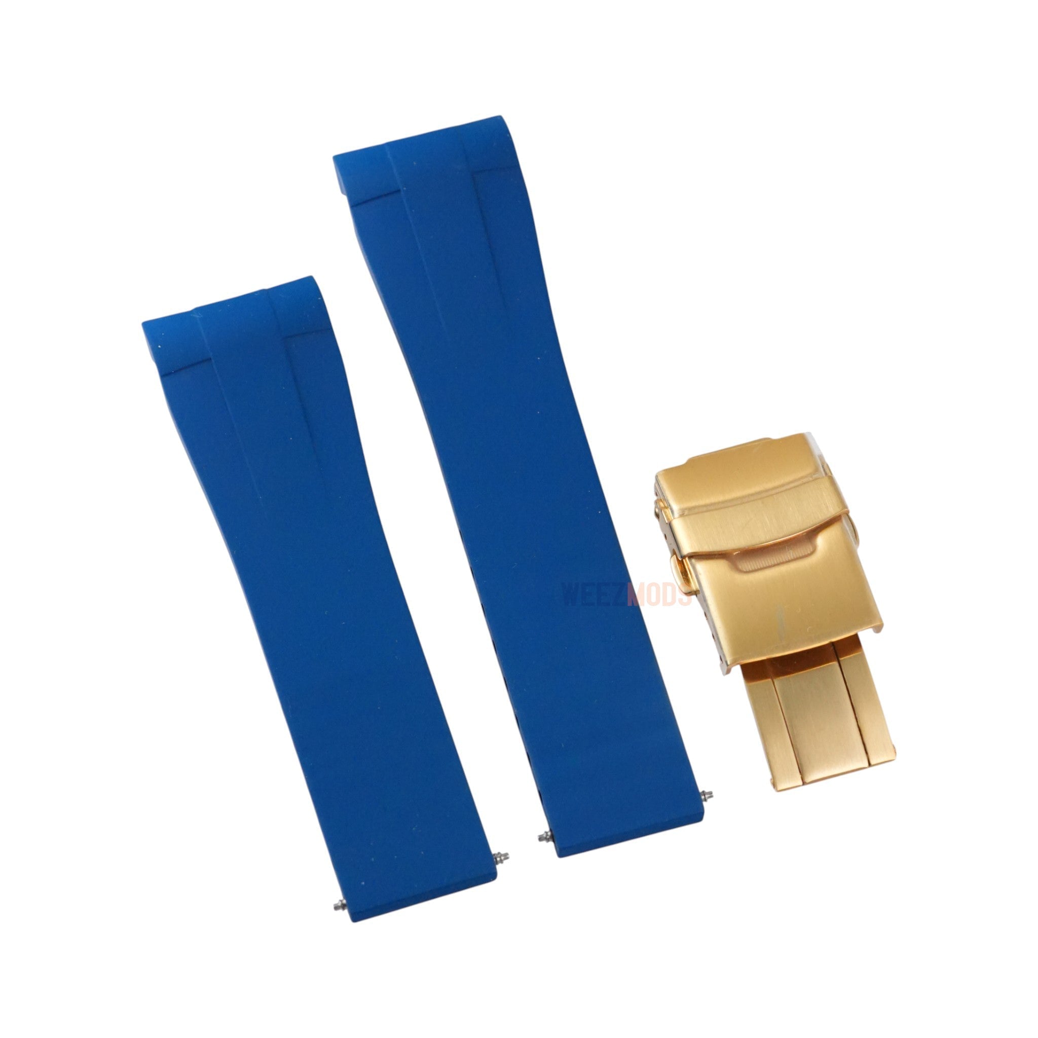 SKX007/SRPD FKM: Navy Rubber Strap with Gold Clasp