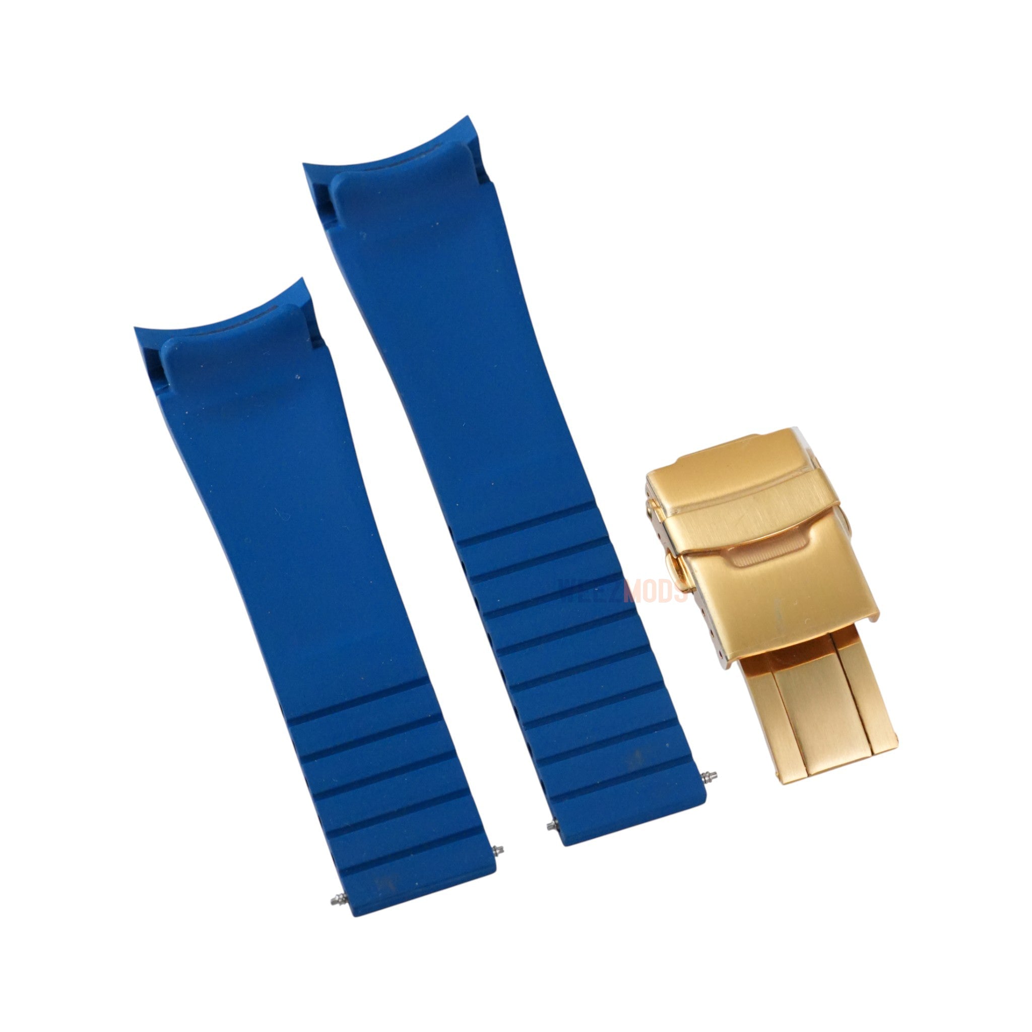 SKX007/SRPD FKM: Navy Rubber Strap with Gold Clasp