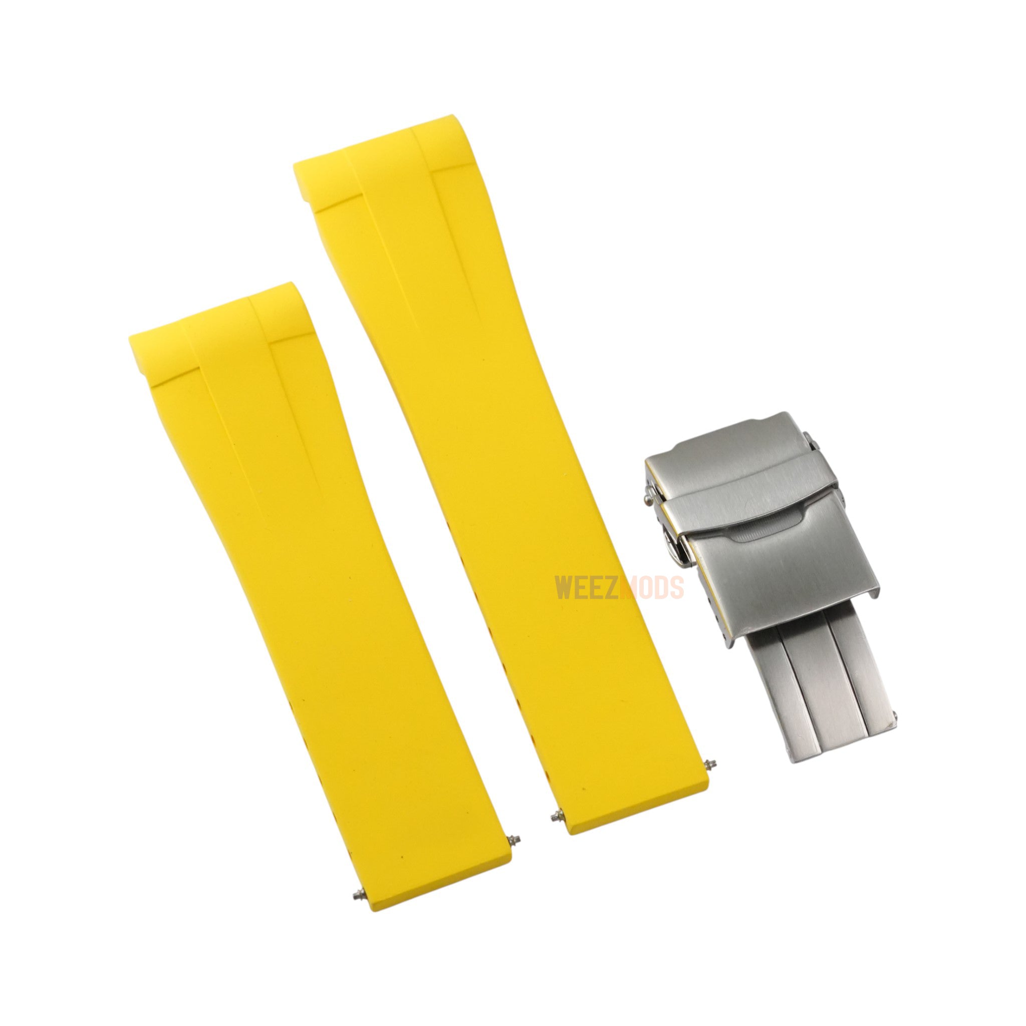 SKX007/SRPD FKM: Yellow Rubber Strap with Silver Clasp