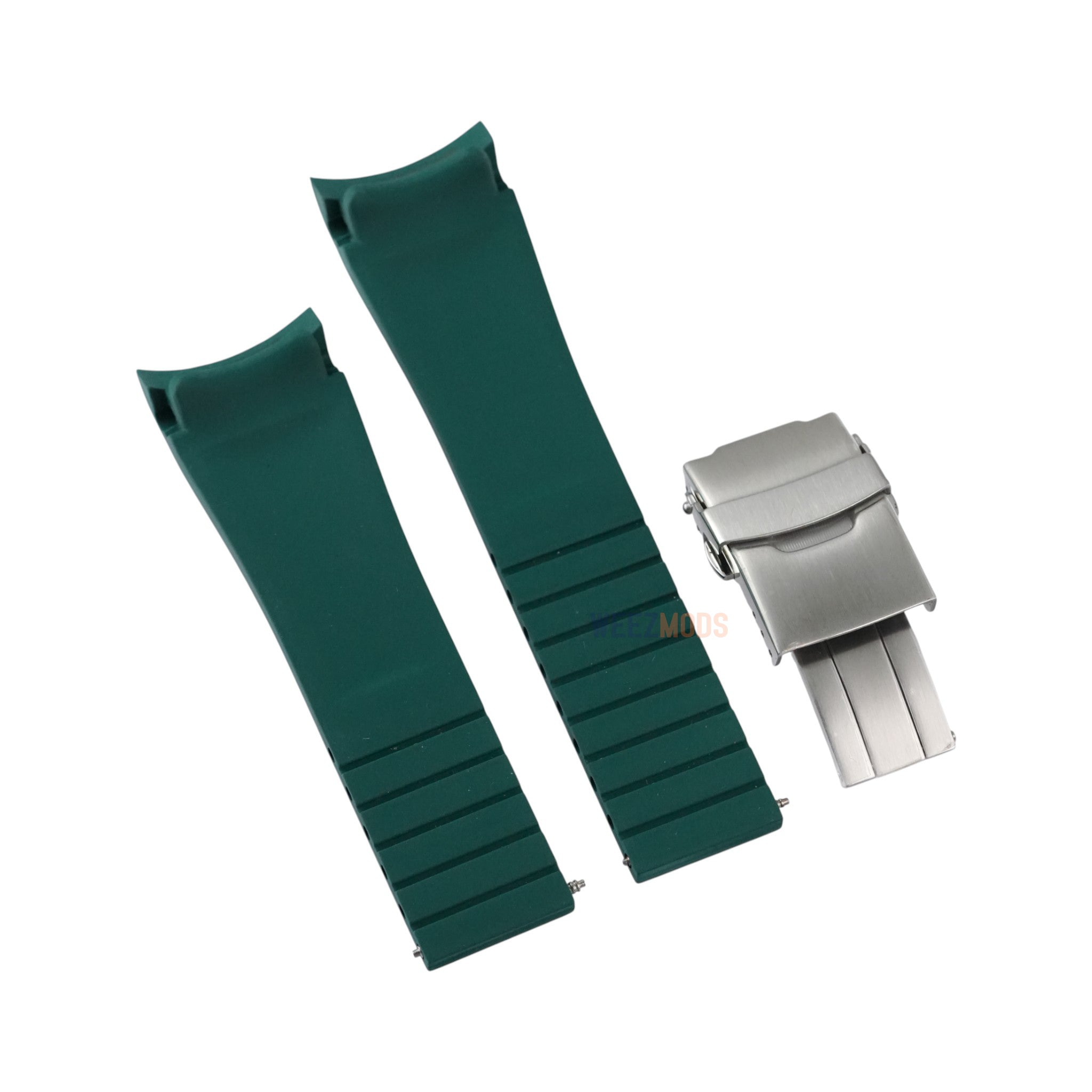 SKX007/SRPD FKM: Green Rubber Strap with Silver Clasp