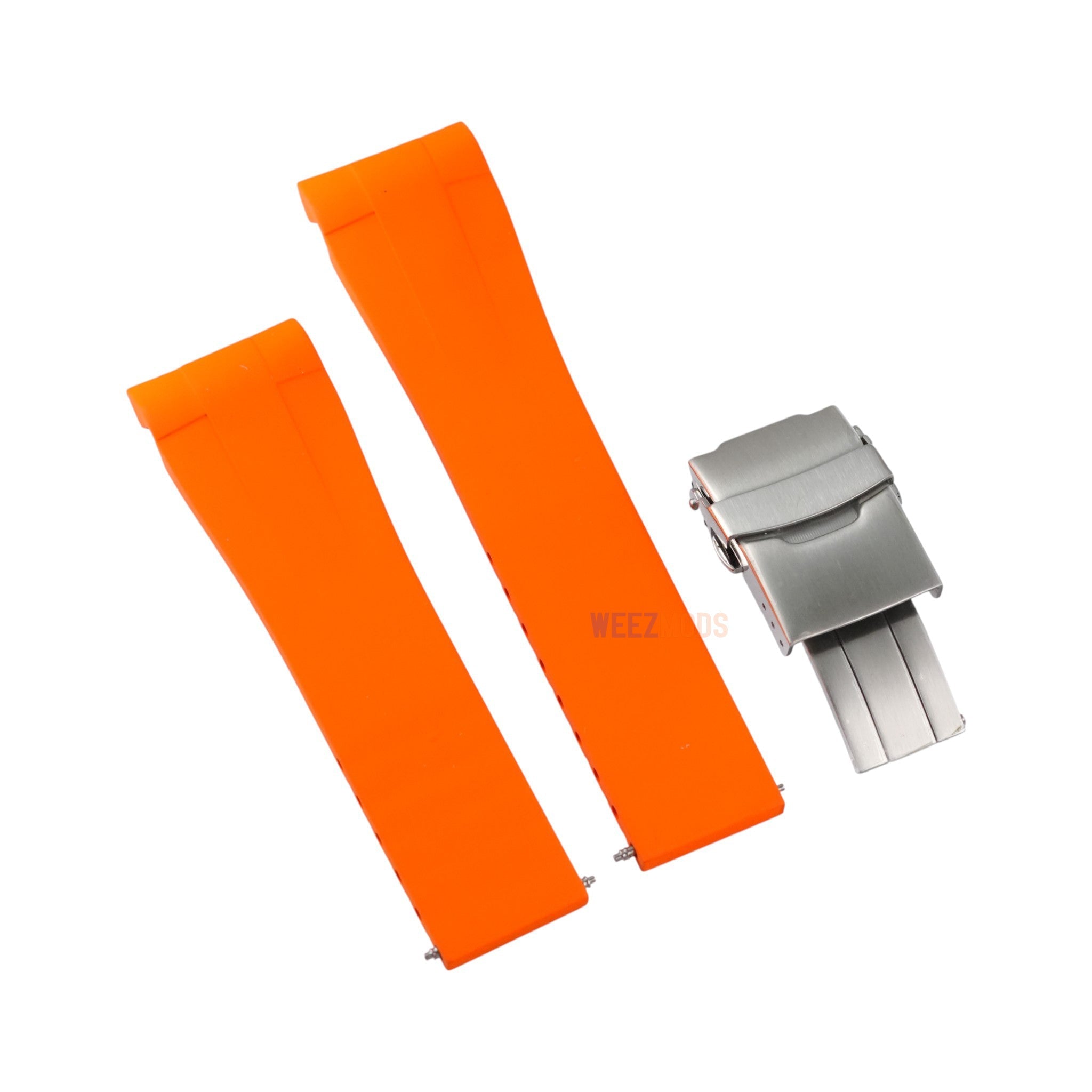 SKX007/SRPD FKM: Orange Rubber Strap with Silver Clasp