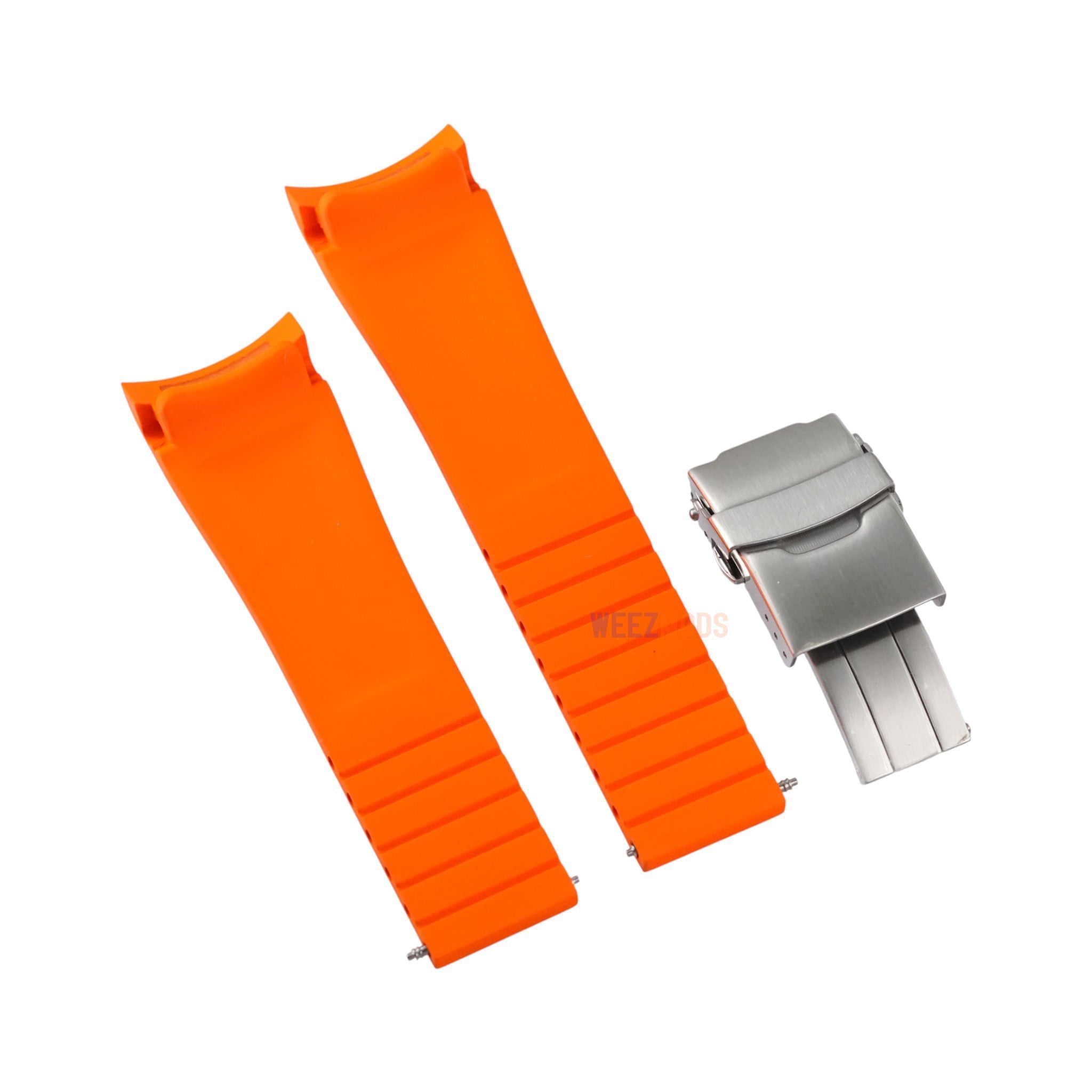 SKX007/SRPD FKM: Orange Rubber Strap with Silver Clasp