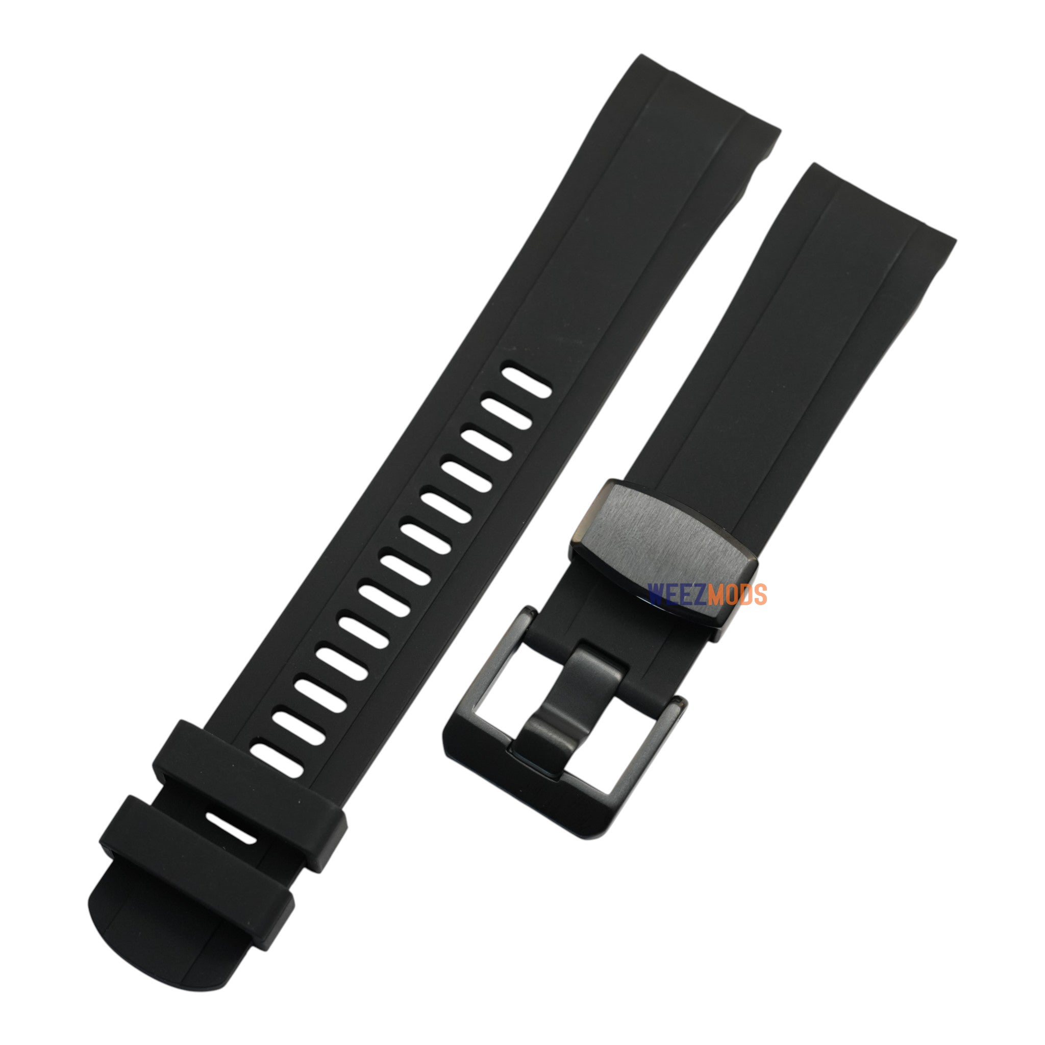 SKX007/SRPD FKM: Black Rubber Strap with Brushed Black Buckle