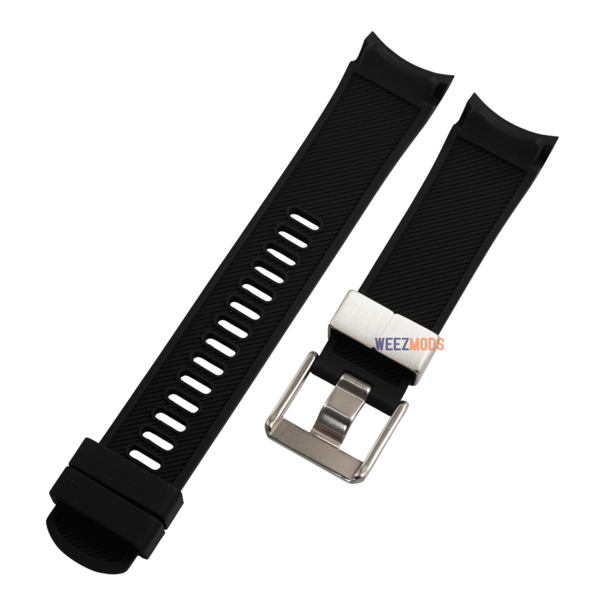 SKX007/SRPD FKM: Black Rubber Strap with Silver Buckle