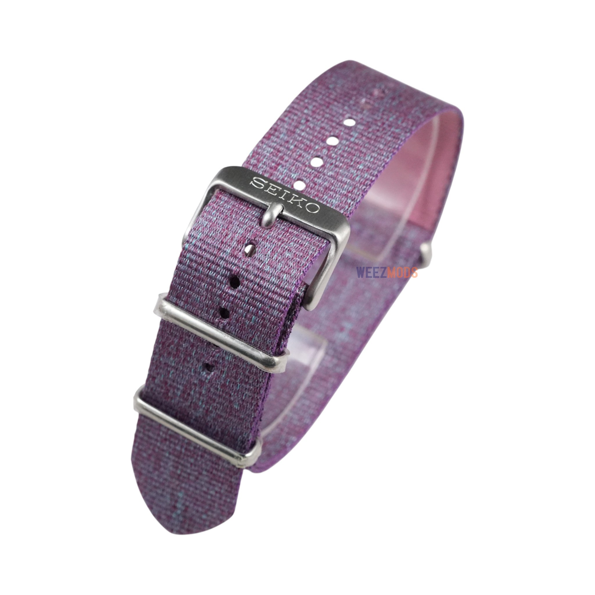 Seiko: Purple Speckle with Blue Lining Nato Strap (22MM)