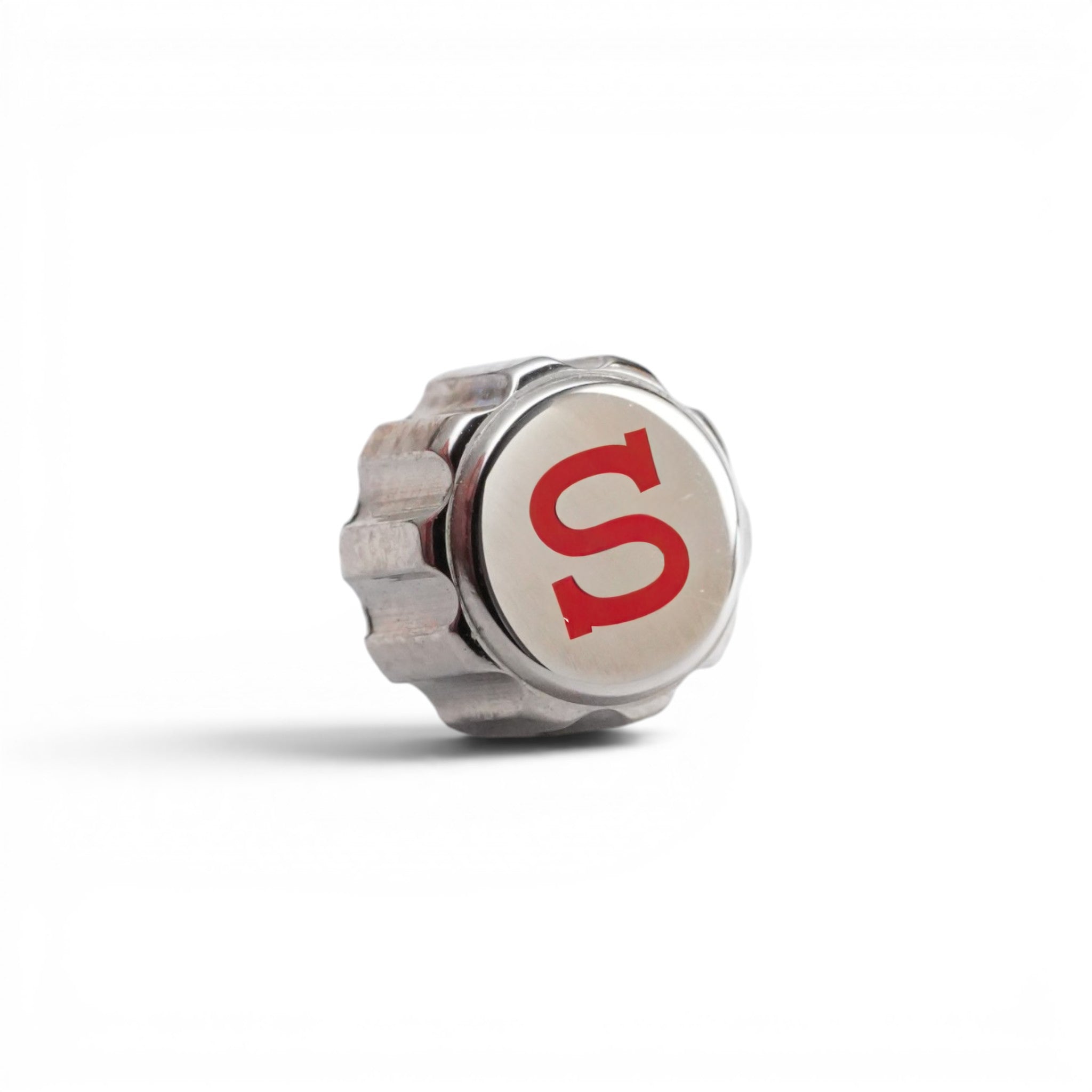 SKX007 Chunky Crown: Polished Silver with Red S