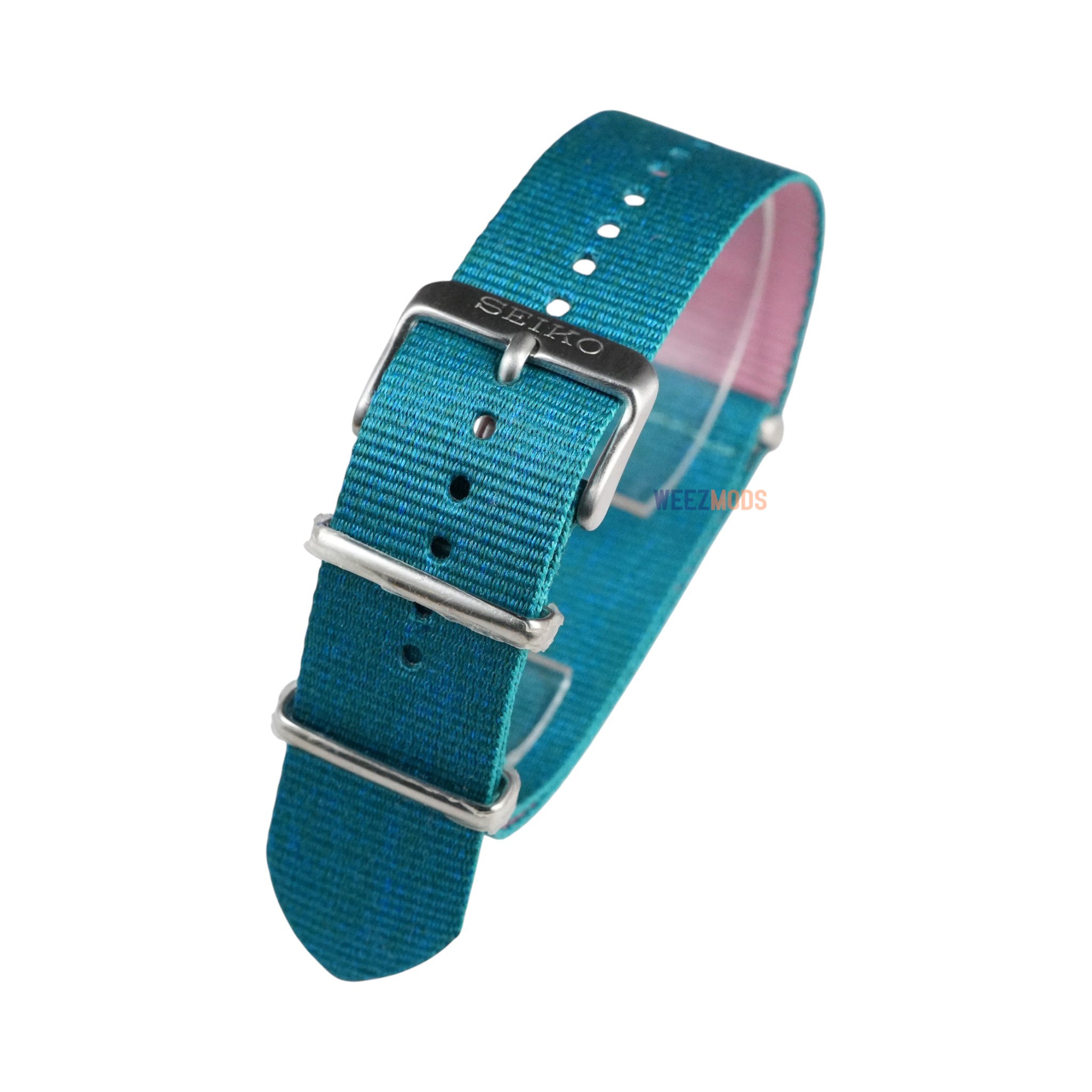 Seiko: Teal Speckle with Green Lining Nato Strap (22MM)